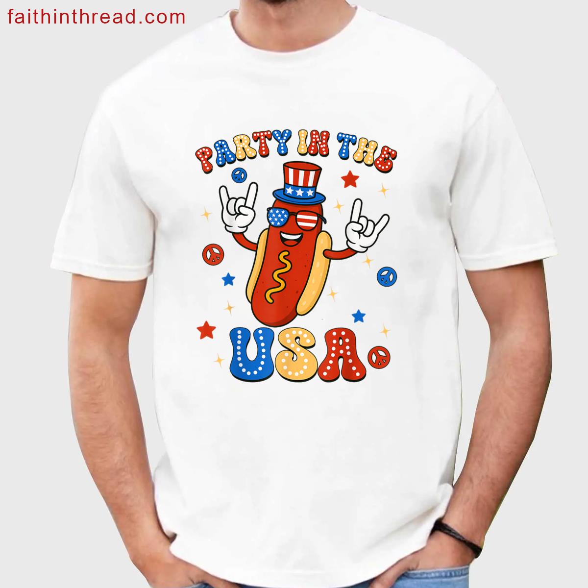 4th Of July Party In The Usa Hotdog Lover Usa Flag Men Women Shirt