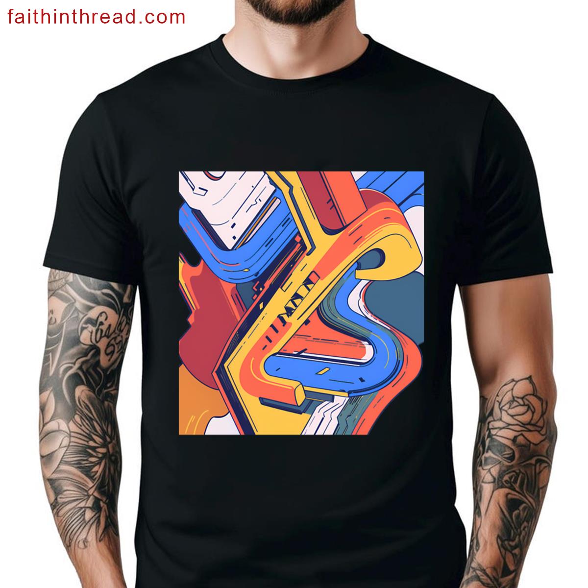 Anime Cartoon Abstract Geometries Celebrating Dynamic Visual Forms Oversized Shirt