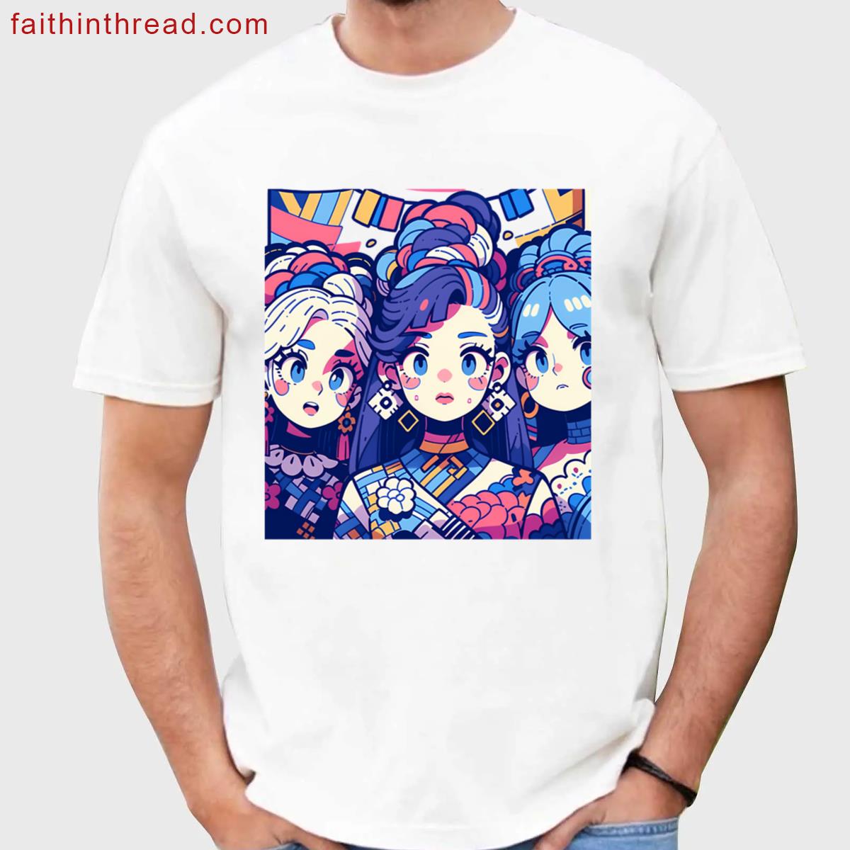 Anime Girls Animated Vibrant Characters Celebration Style Diversity Shirt