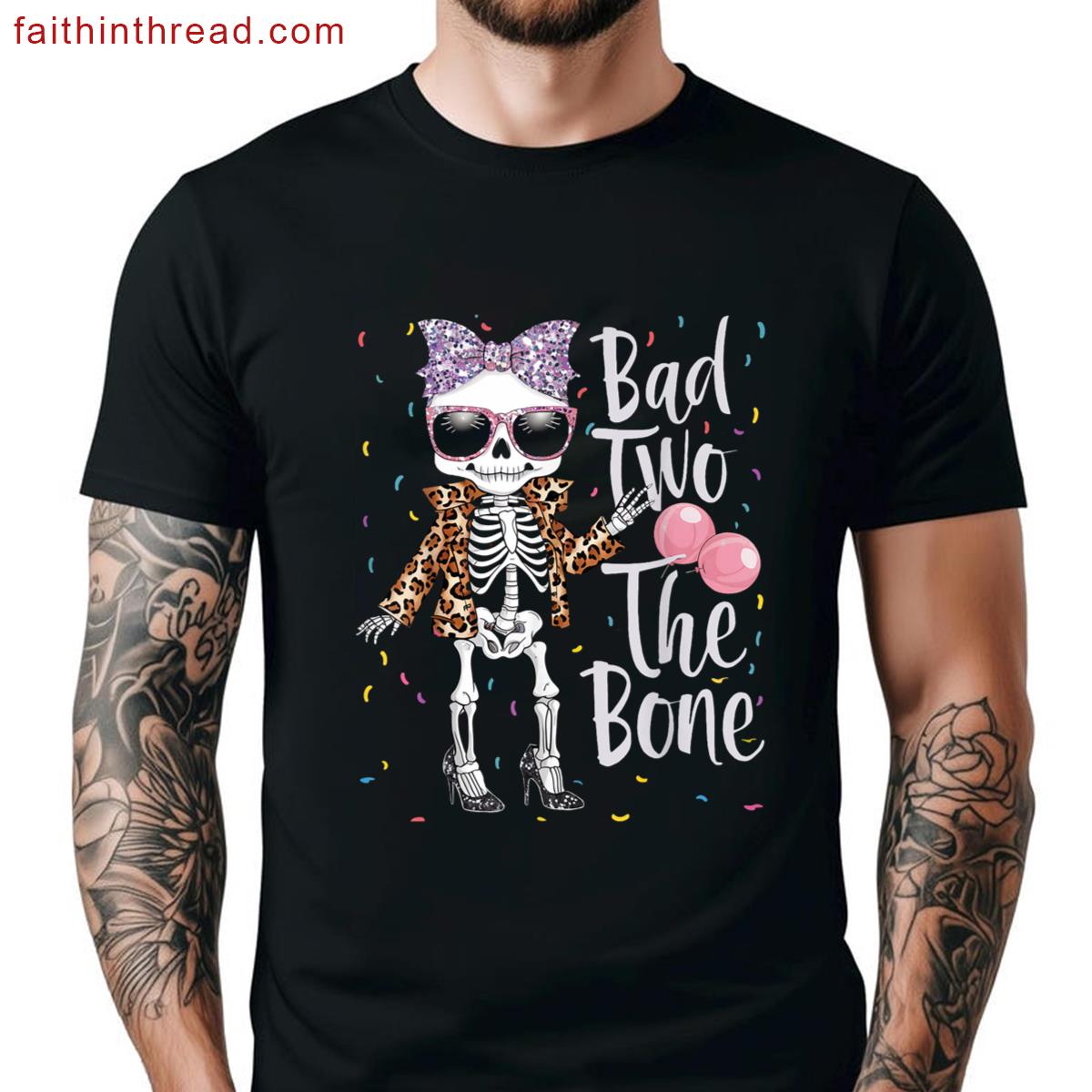 Bad Two The Bone Halloween Birthday 2nd Birthday Girl Shirt