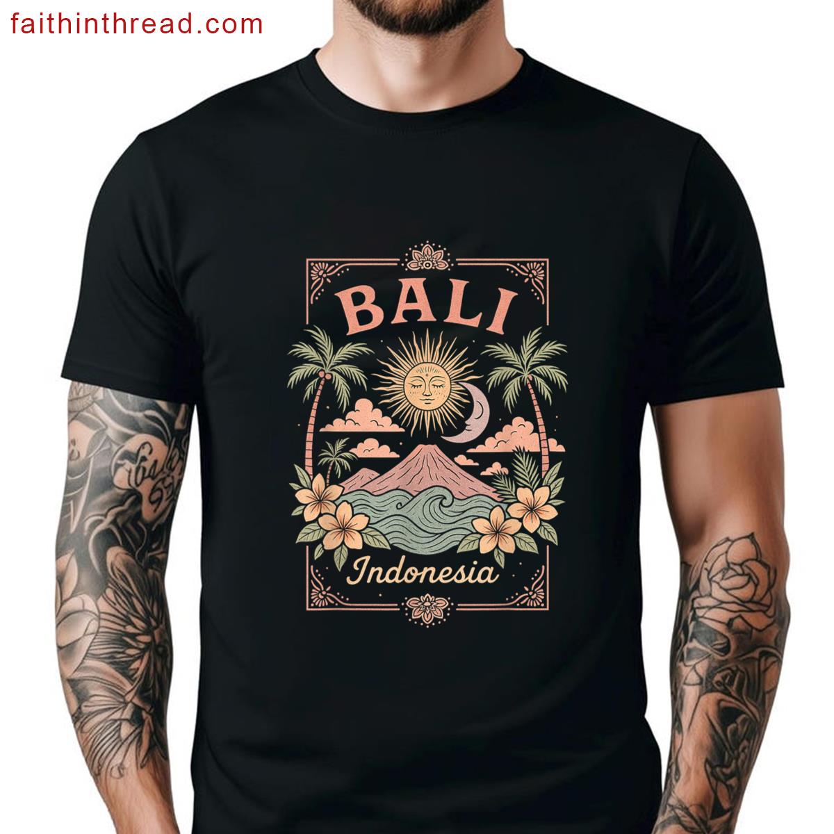 Bali Indonesia Vintage Art Tropical Boho Bali Women Shirt
