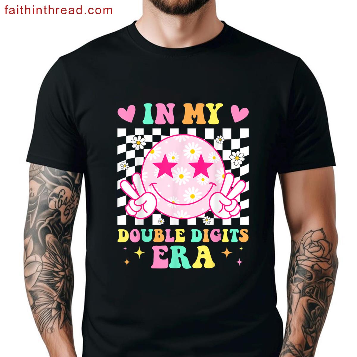 Birthday Double Digits Era Happy Face For Women Girls Shirt