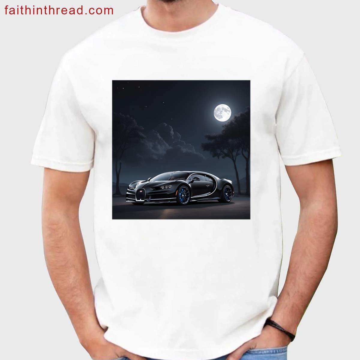 Black Bugatti Chiron Under Moonlight Oversized Shirt