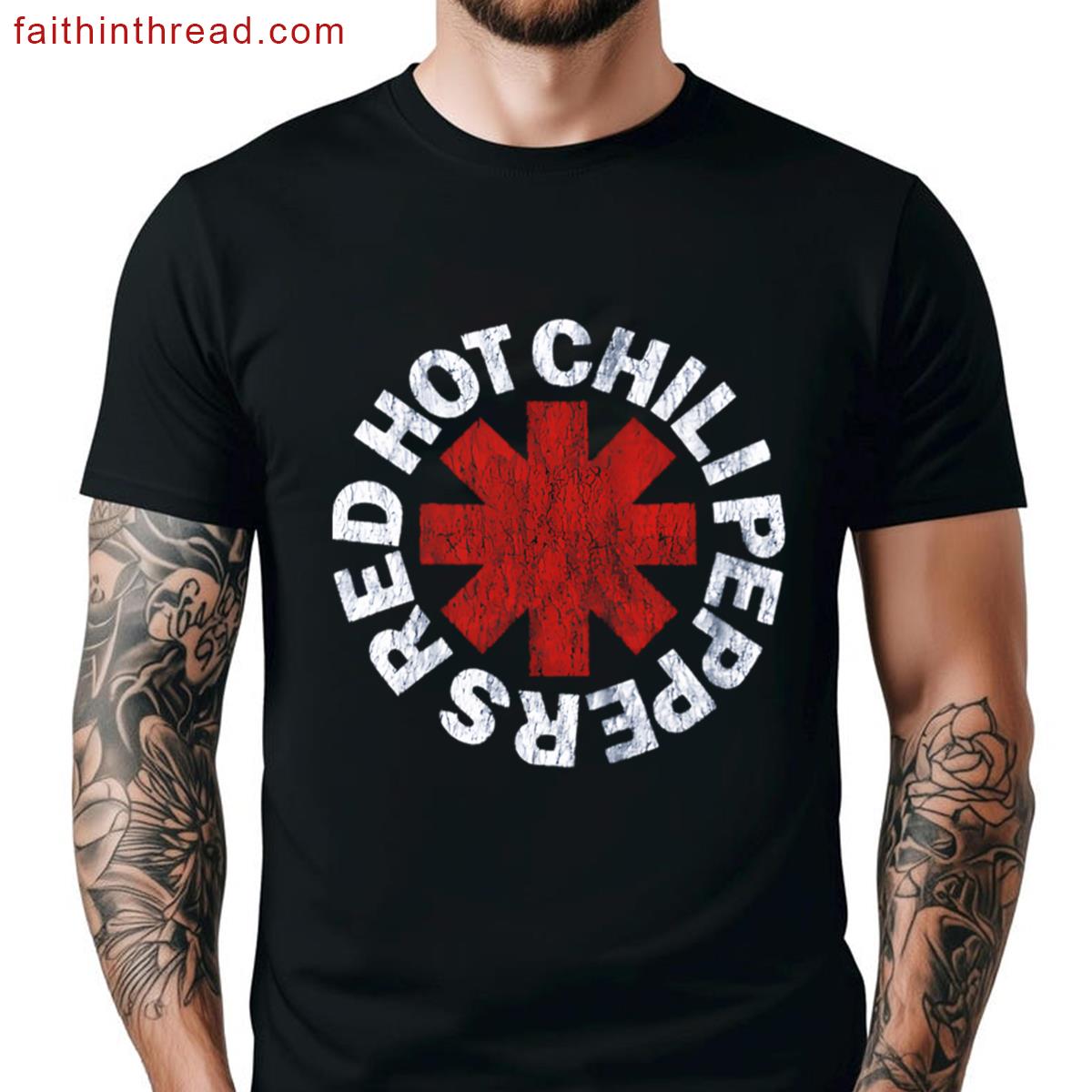 Black Hot Peppers Rock Band Graphic New Shirt