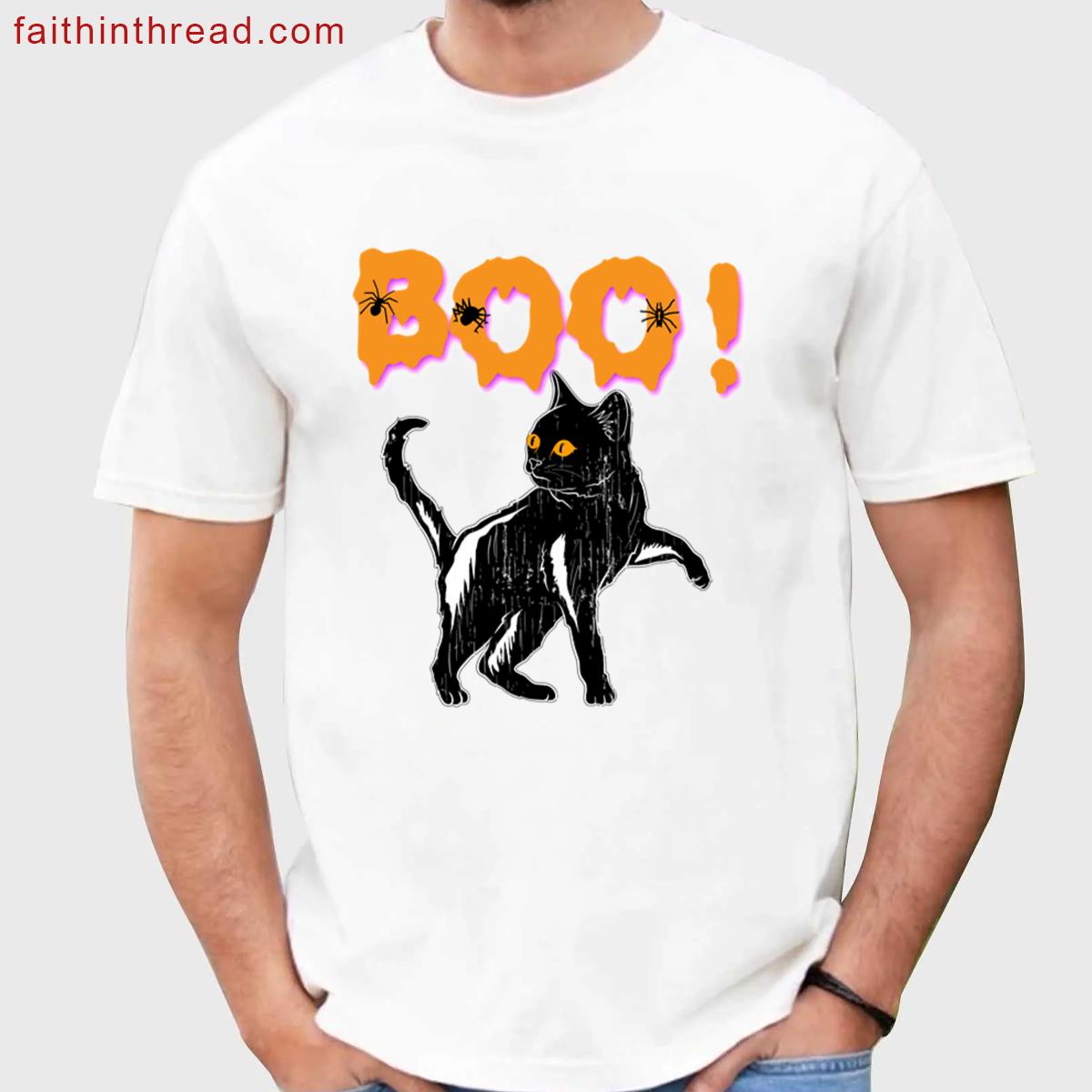 Boo Black Cat Halloween Holiday Shirt