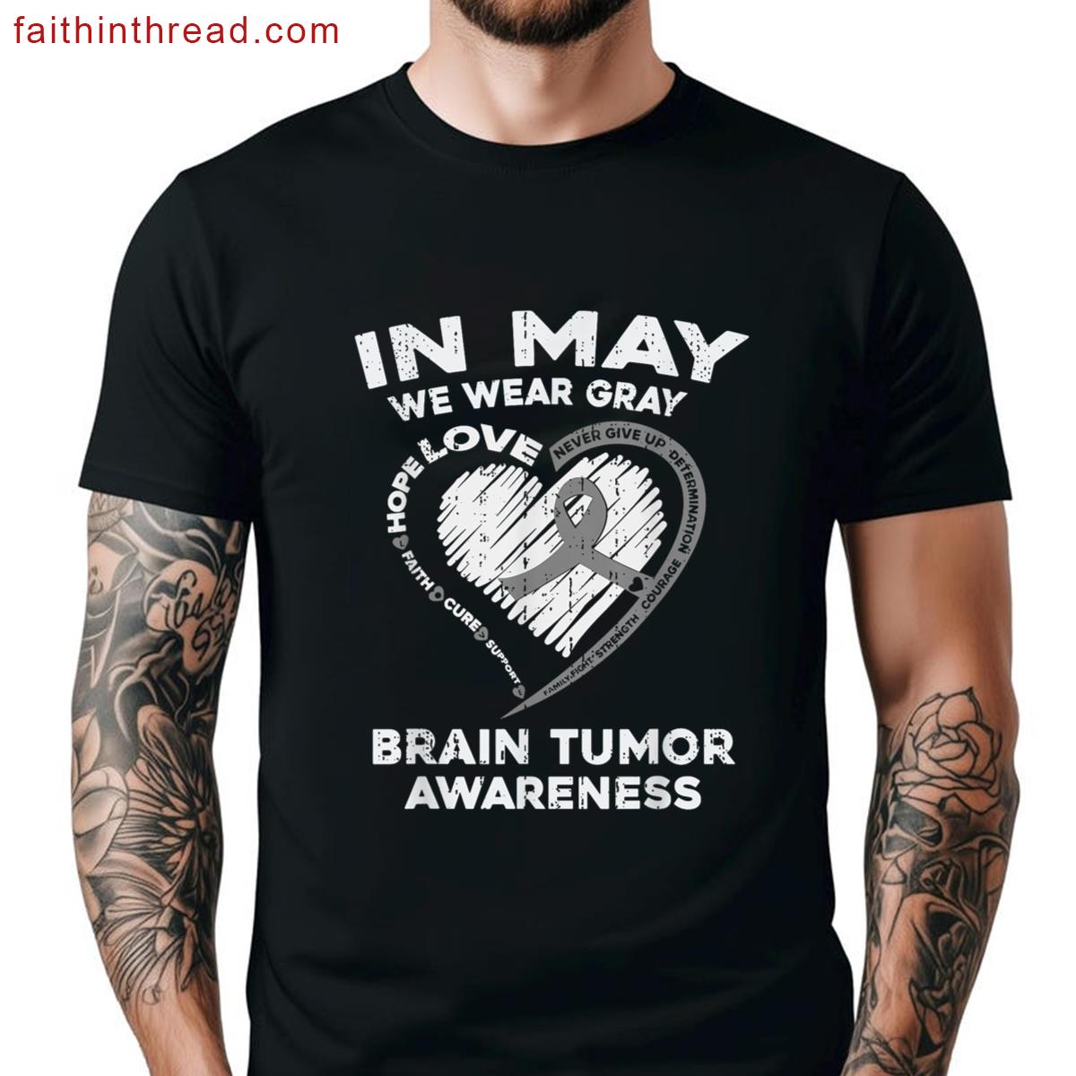 Brain Tumor Awareness Brain Cancer Gray Ribbon Men Women Kid Shirt