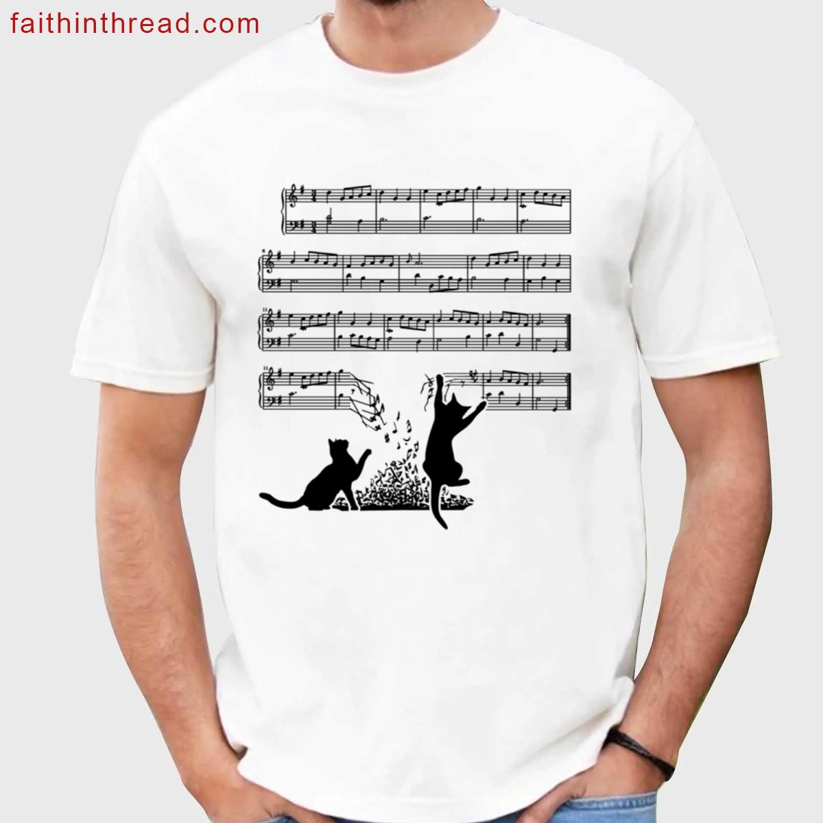 Cats And Music Sheet Shirt