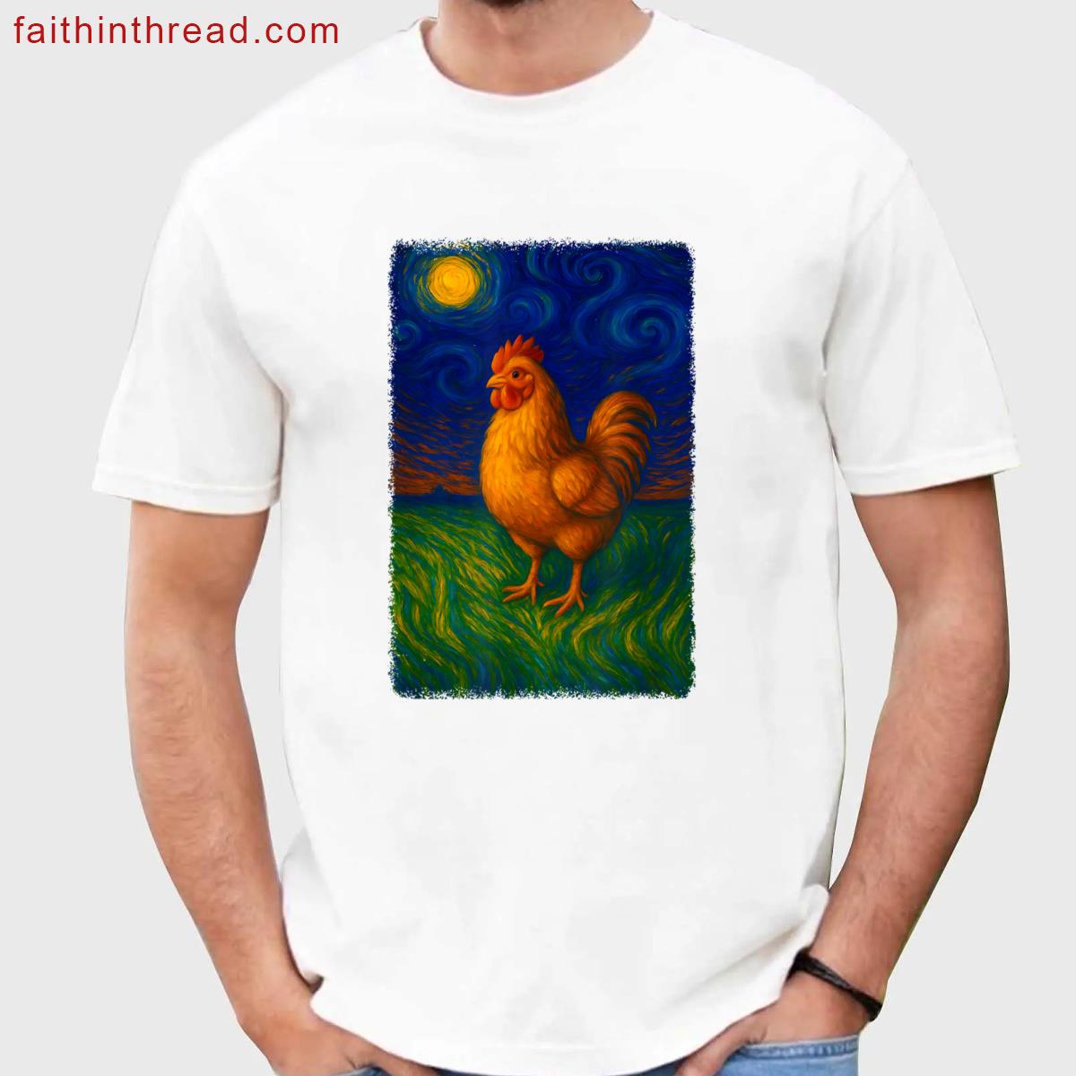 Chicken Starry Night Colorful Art For Men Women Kids Shirt