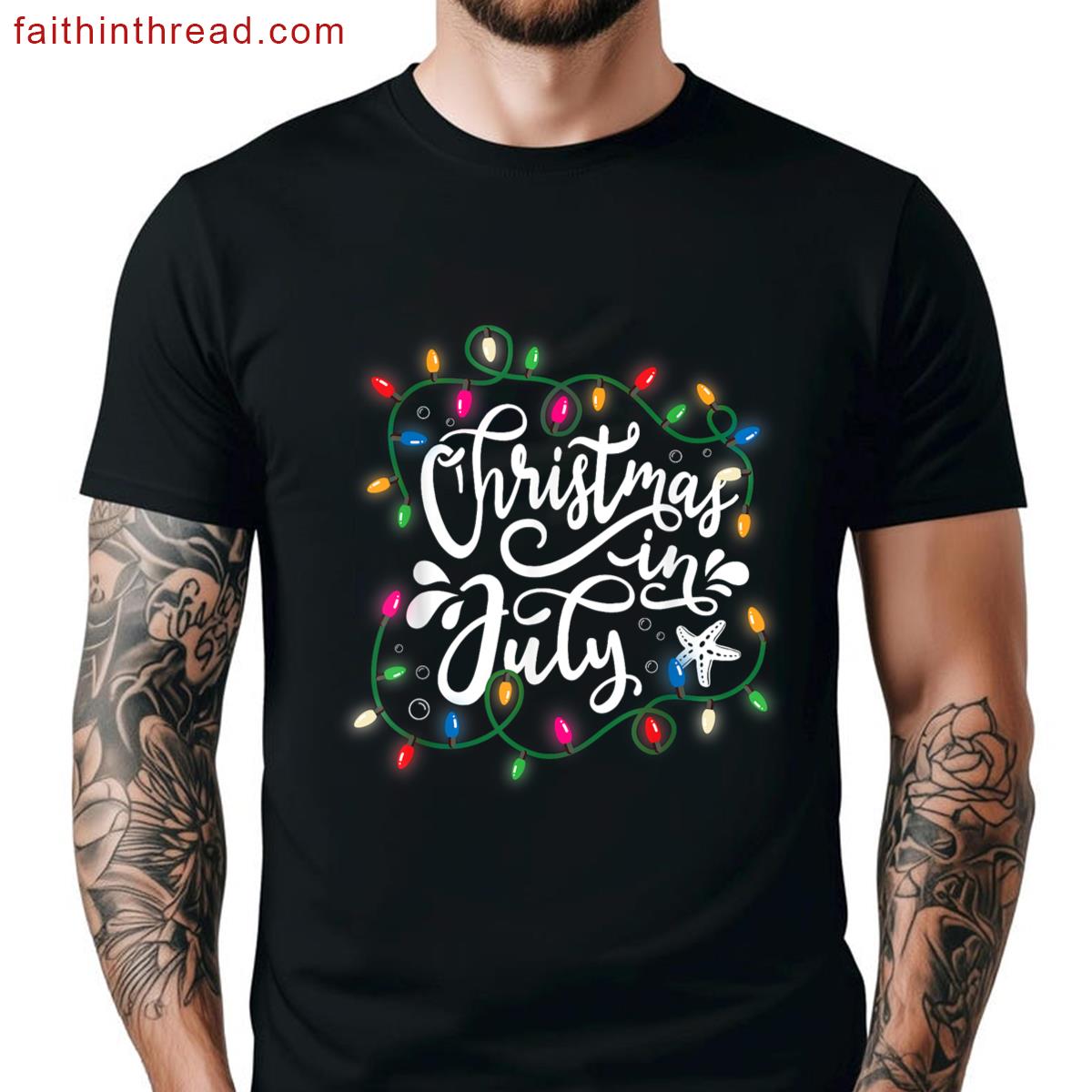 Christmas July Lights Funny Summer Xmas Men Women Kids Shirt