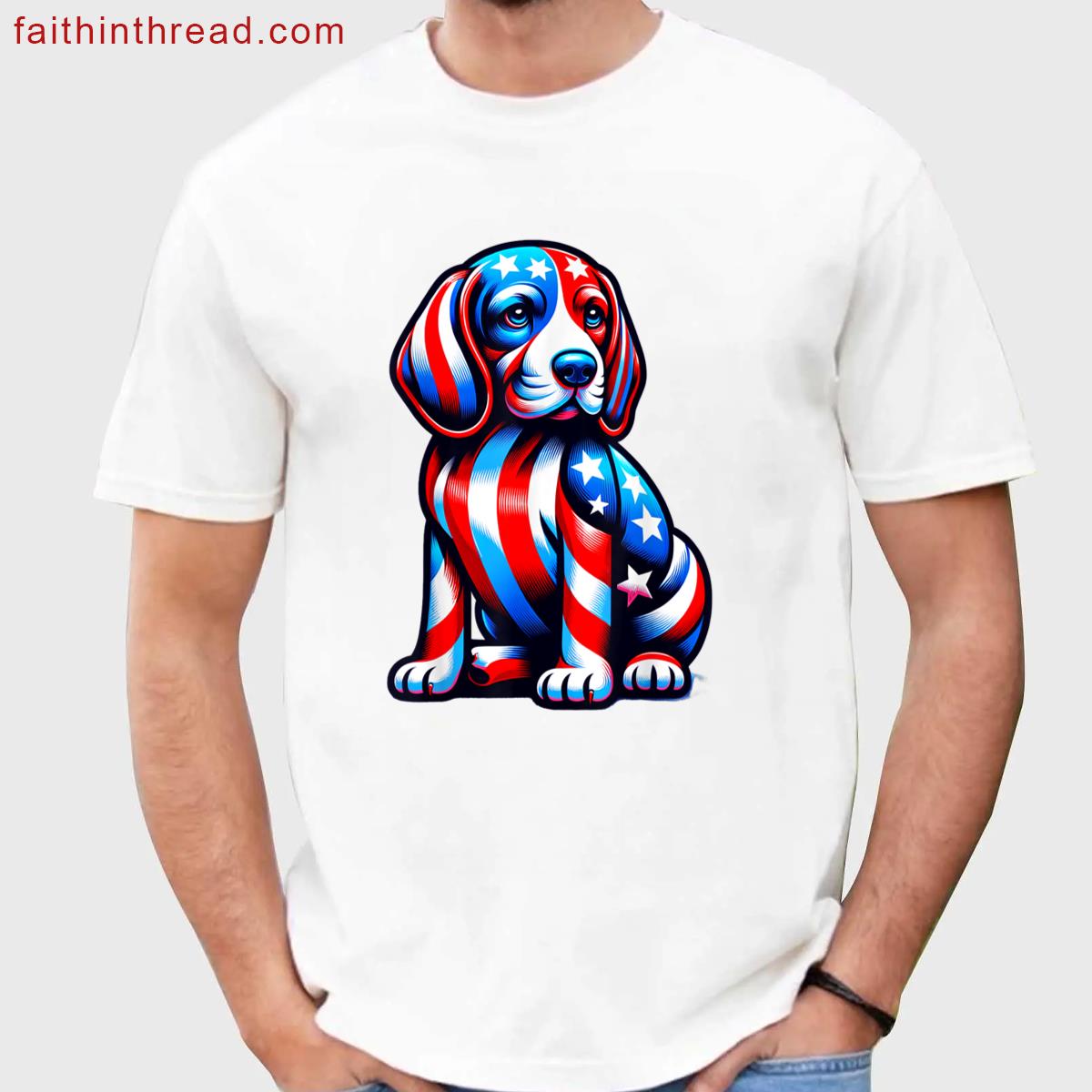 Cute Beagle Dog Usa Flag Women Men Dog Lovers 4th Of July Shirt