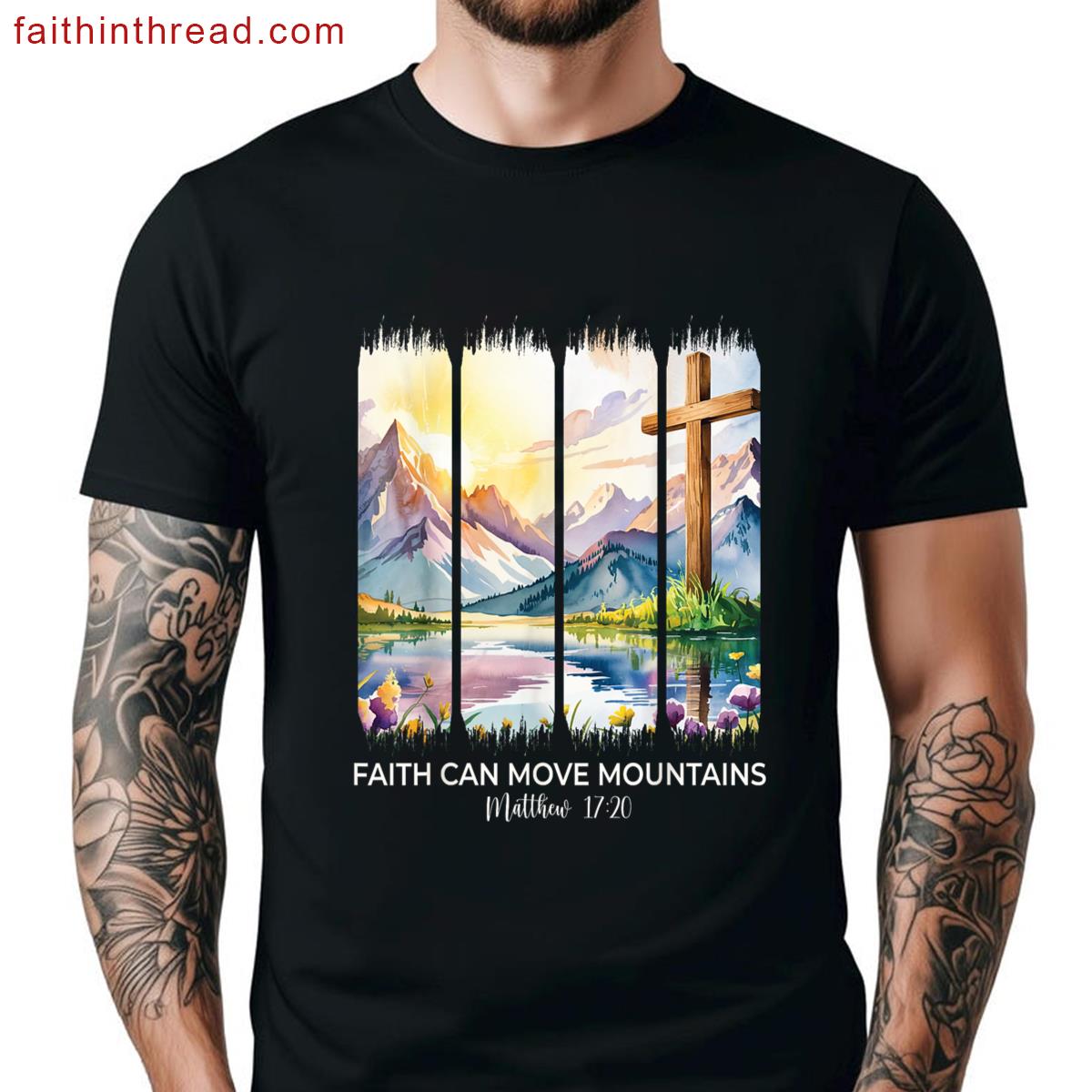 Cute Faith Can Move Mountains Christian Women Teen Girls Mom Shirt