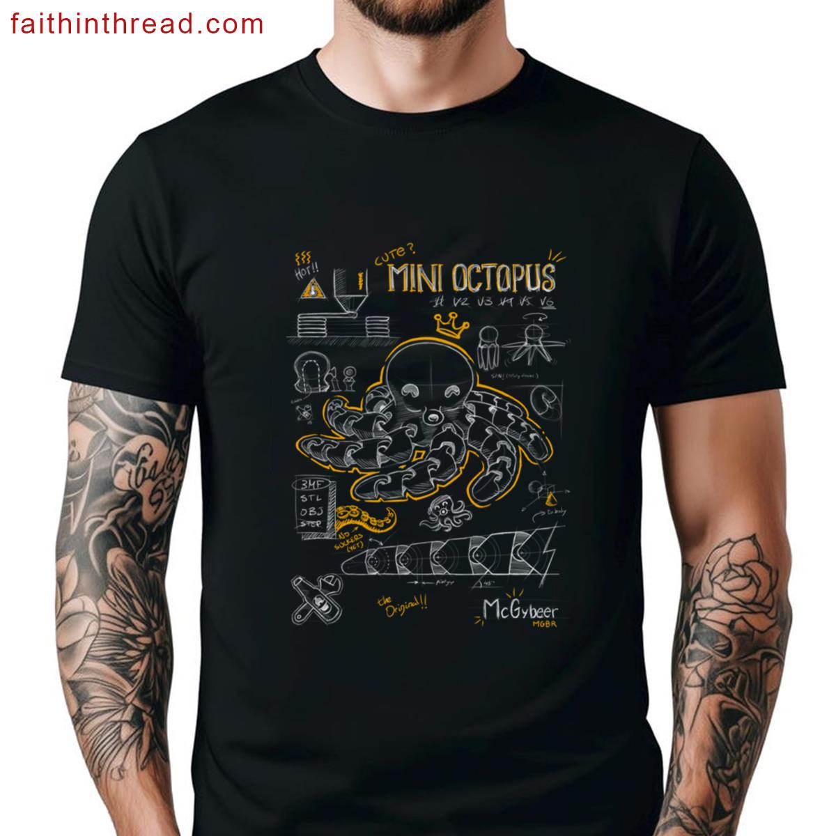 Cute Mini Octopus Sketch Shirt