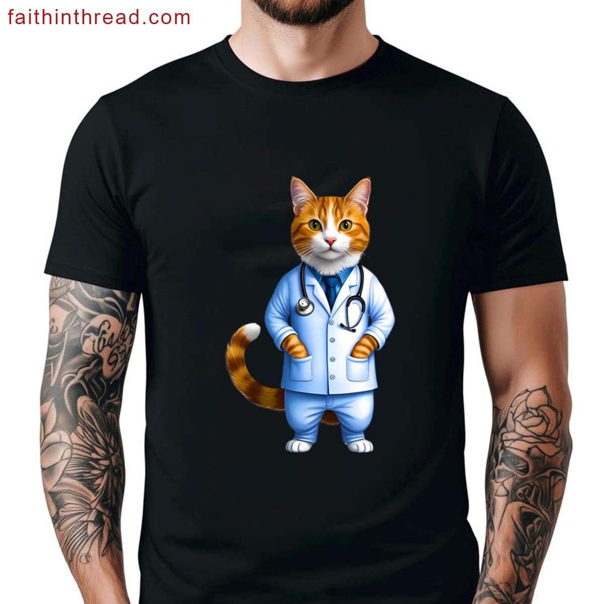 Cute Orange Tabby Cat Doctor Physician Cat Art For Cat Lovers Shirt