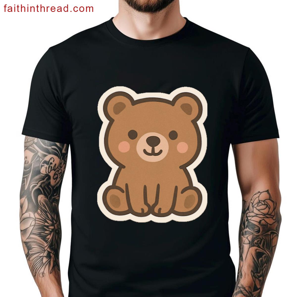Cute Sitting Bear Illustration Shirt