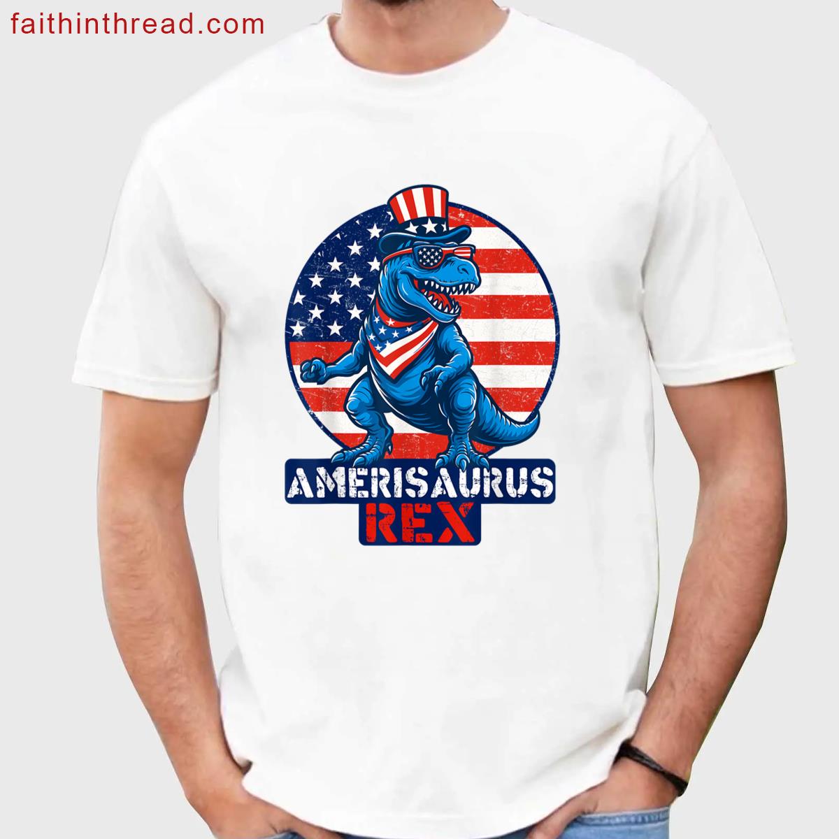 Dinosaur 4th Of July Men Women Boys Girls Amerisaurus T Rex Shirt