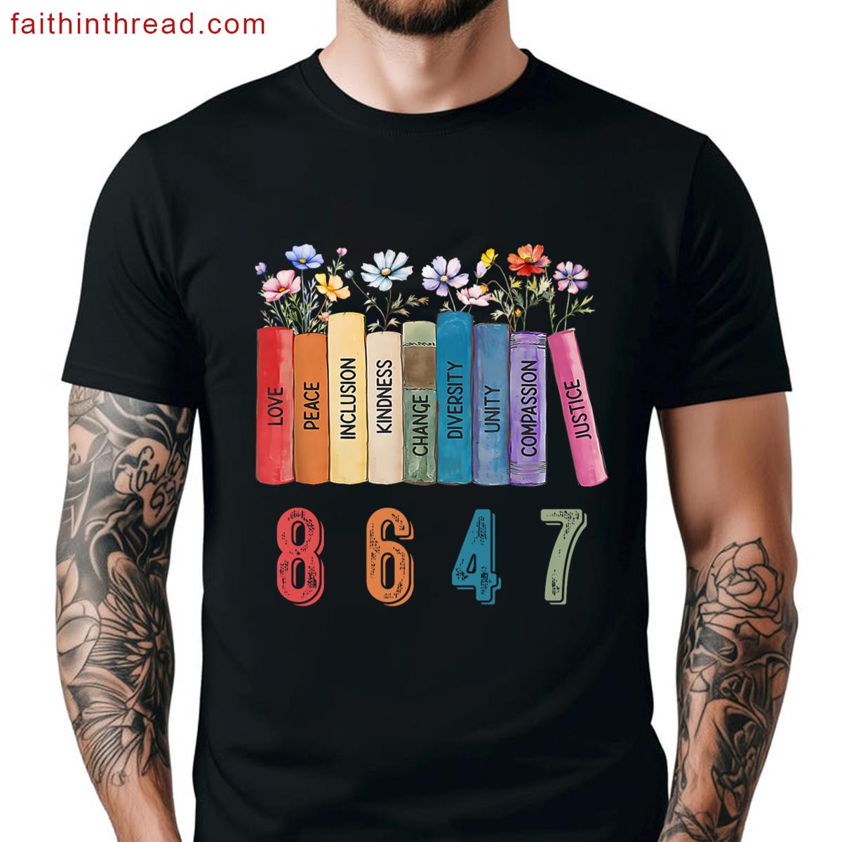 Equal Rights Book Flower 8647 Trump Feminist Women Rights Premium Shirt