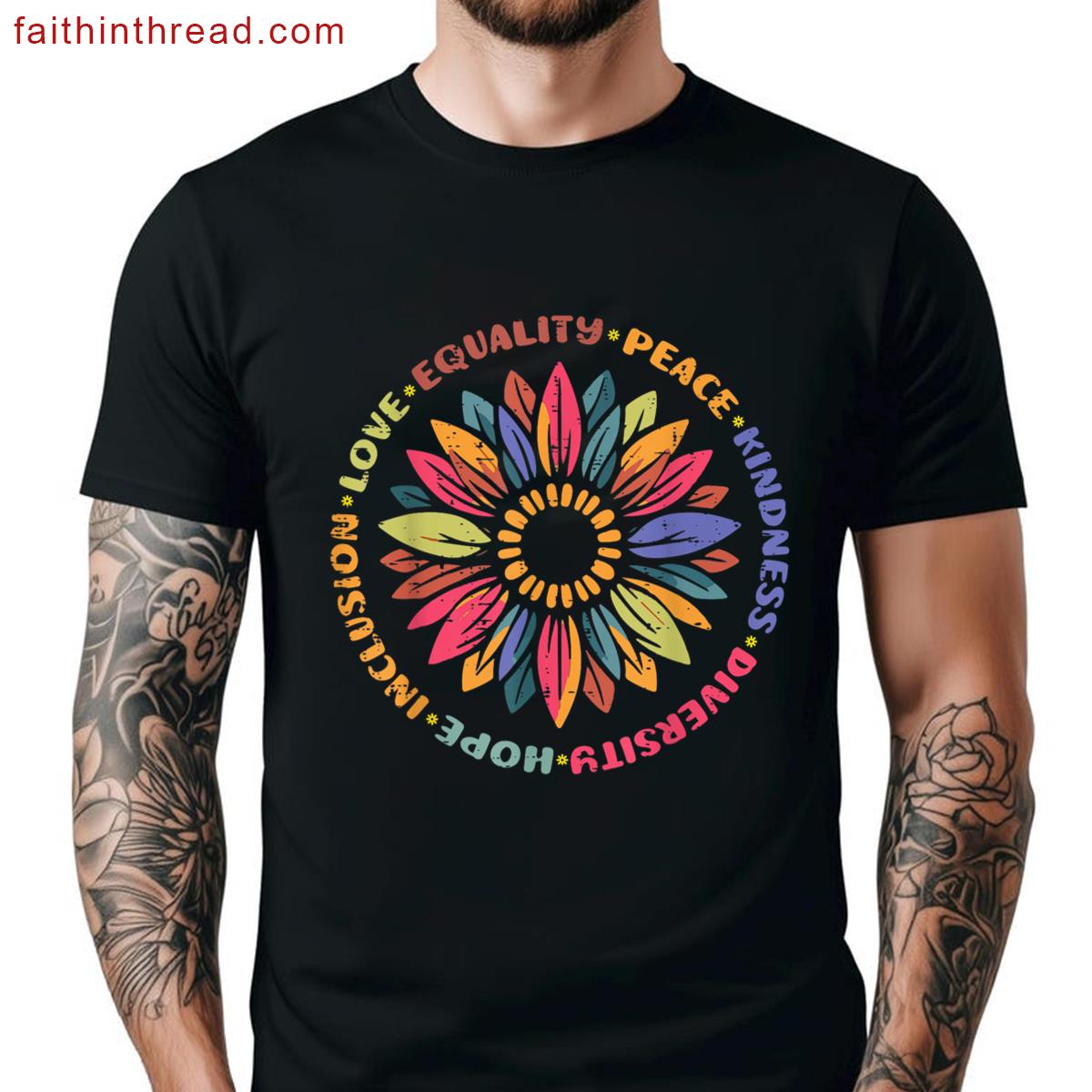 Equality Flower Love Peace Kindness Resist Girls Kids Women Shirt