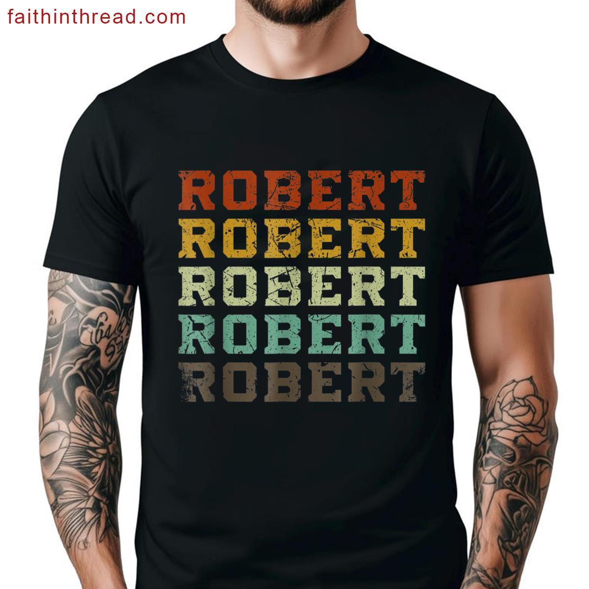 First Name Robert Retro Pattern Vintage Grunge Style Shirt