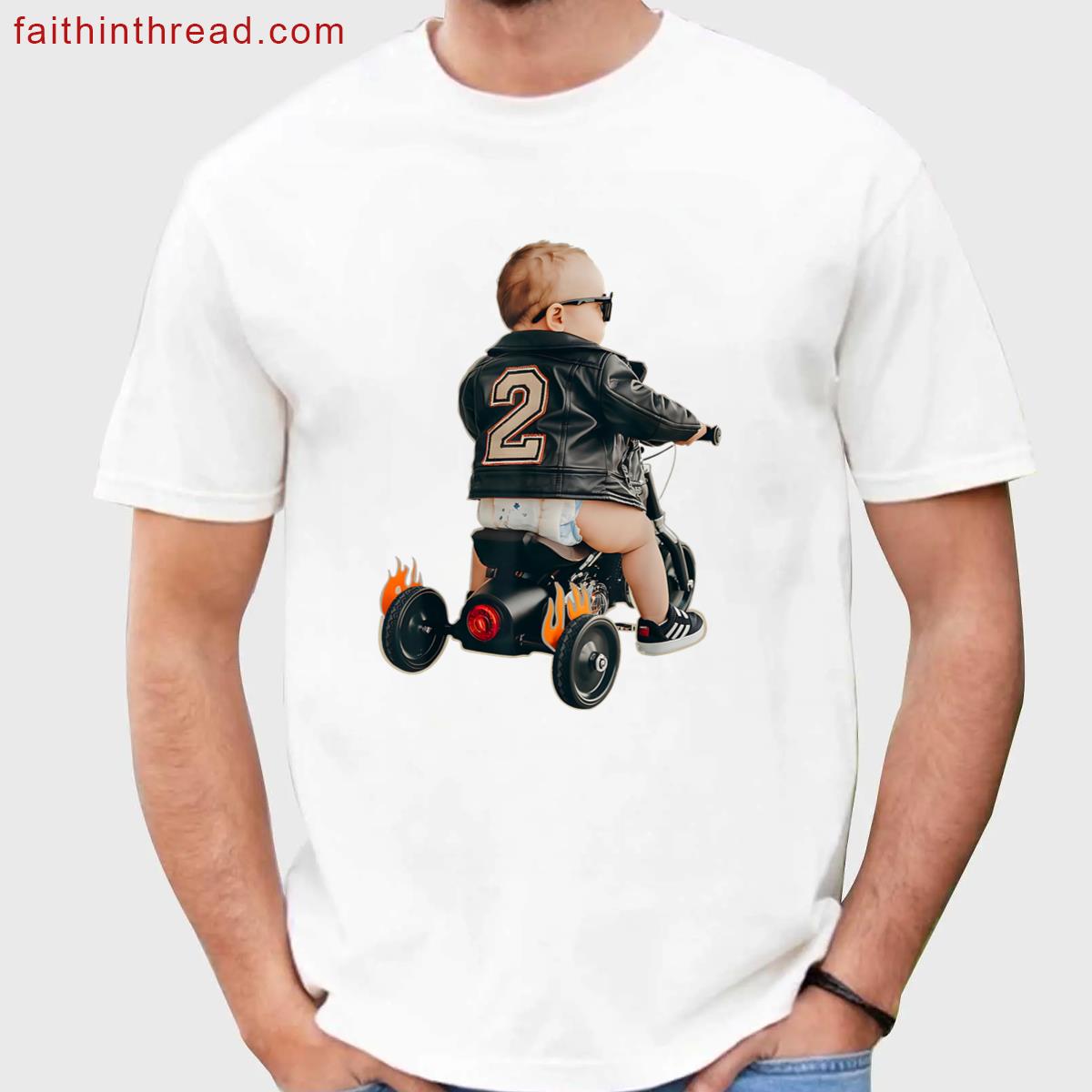 Funny Toddler Motorcycle Rider 2nd Birthday Shirt
