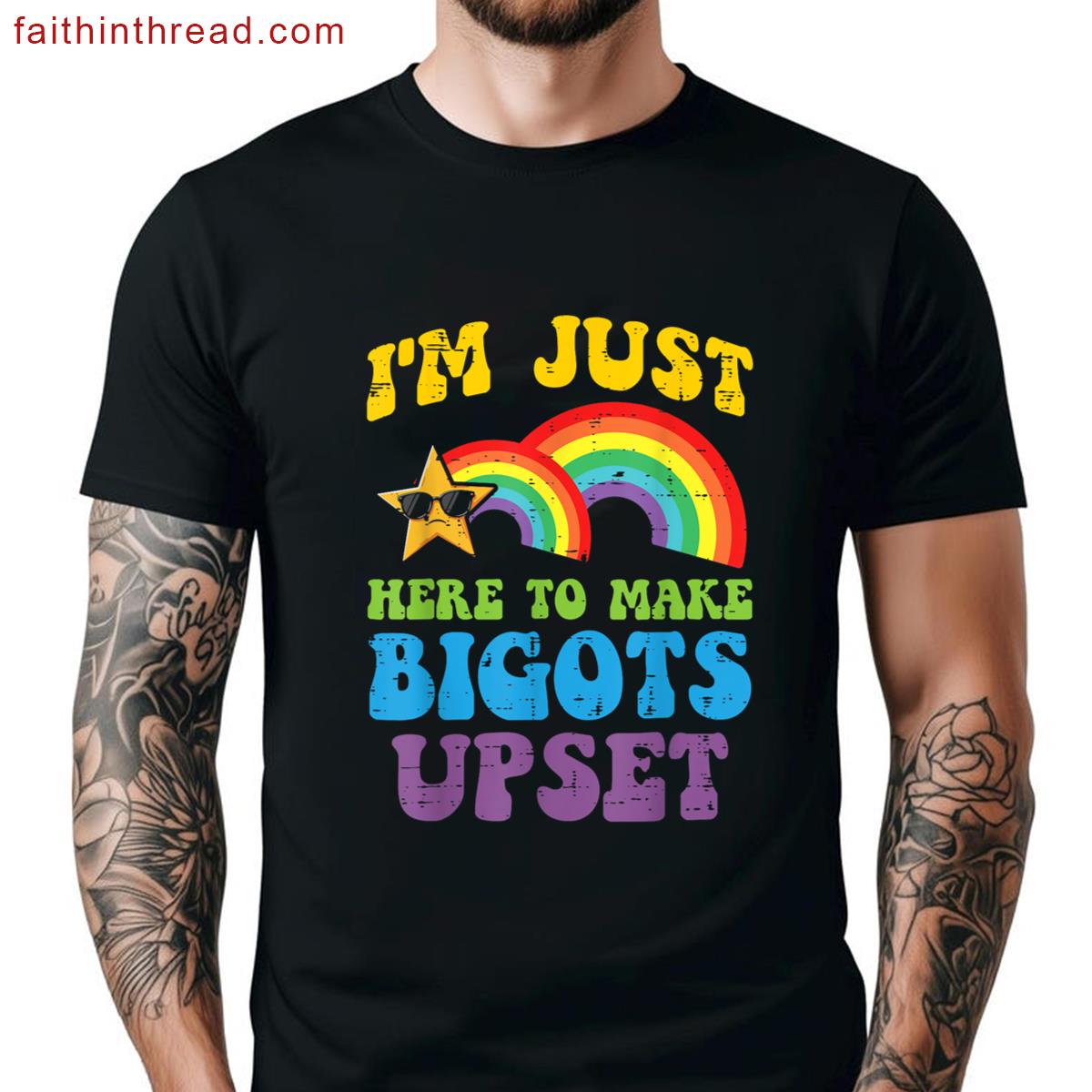 Gay Pride Month Here Upset Funny Lgbtq Ally Men Women Shirt
