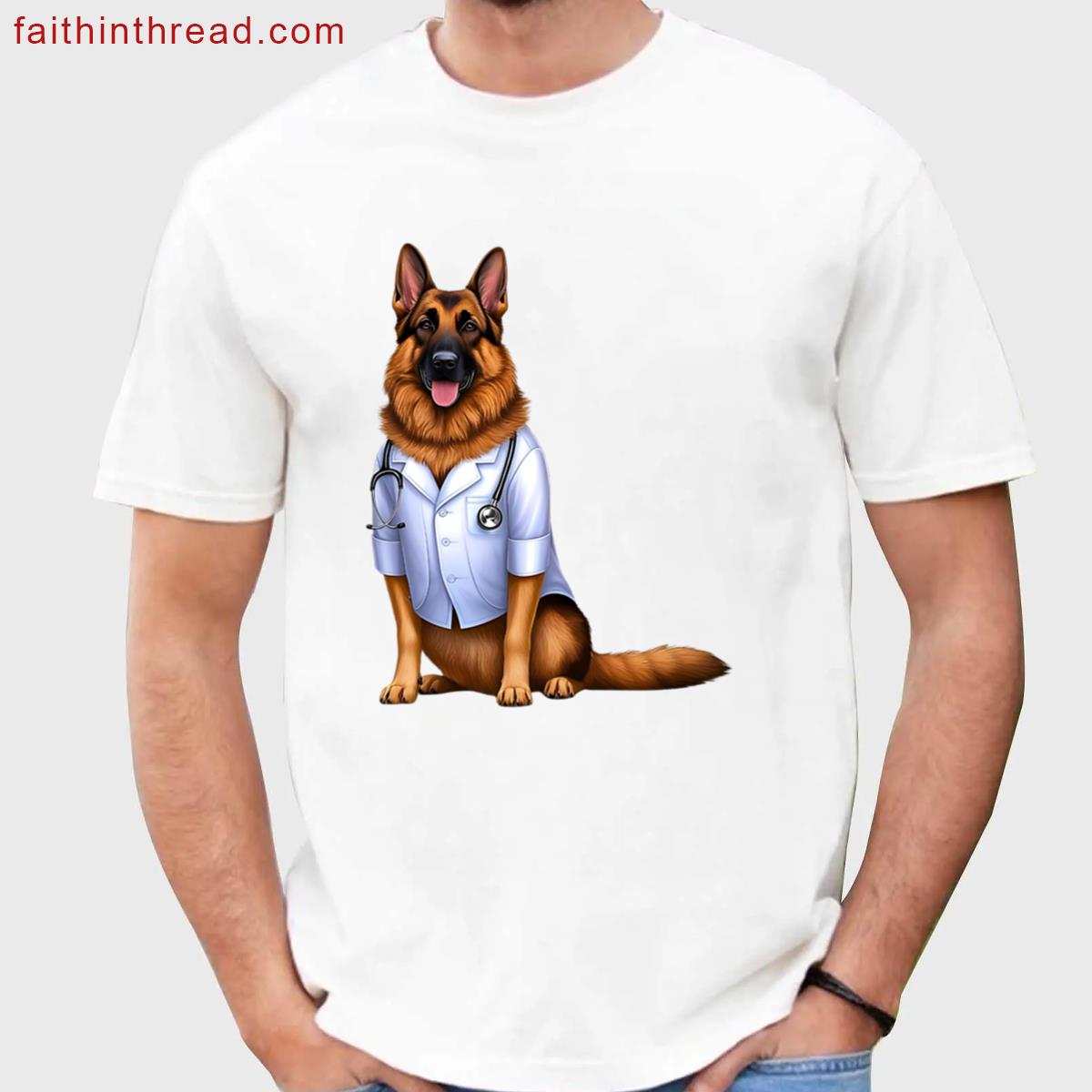 German Shepherd Doctor Cute Physician Dog Art For Dog Lovers Shirt