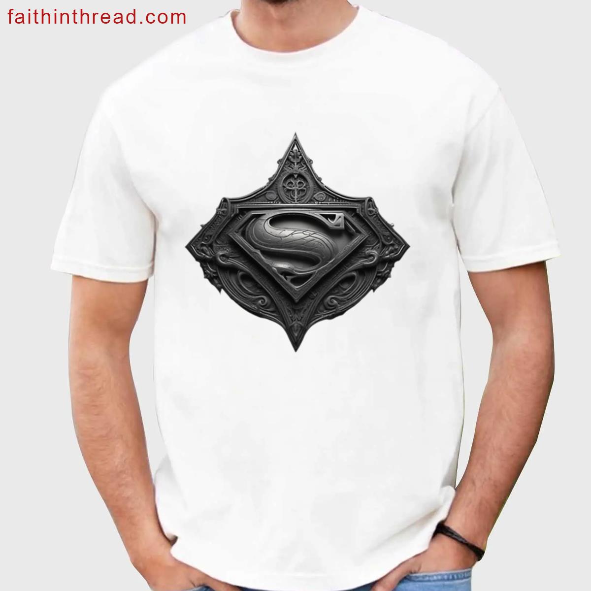Gothic Superman Emblem In Ornate Black Shirt