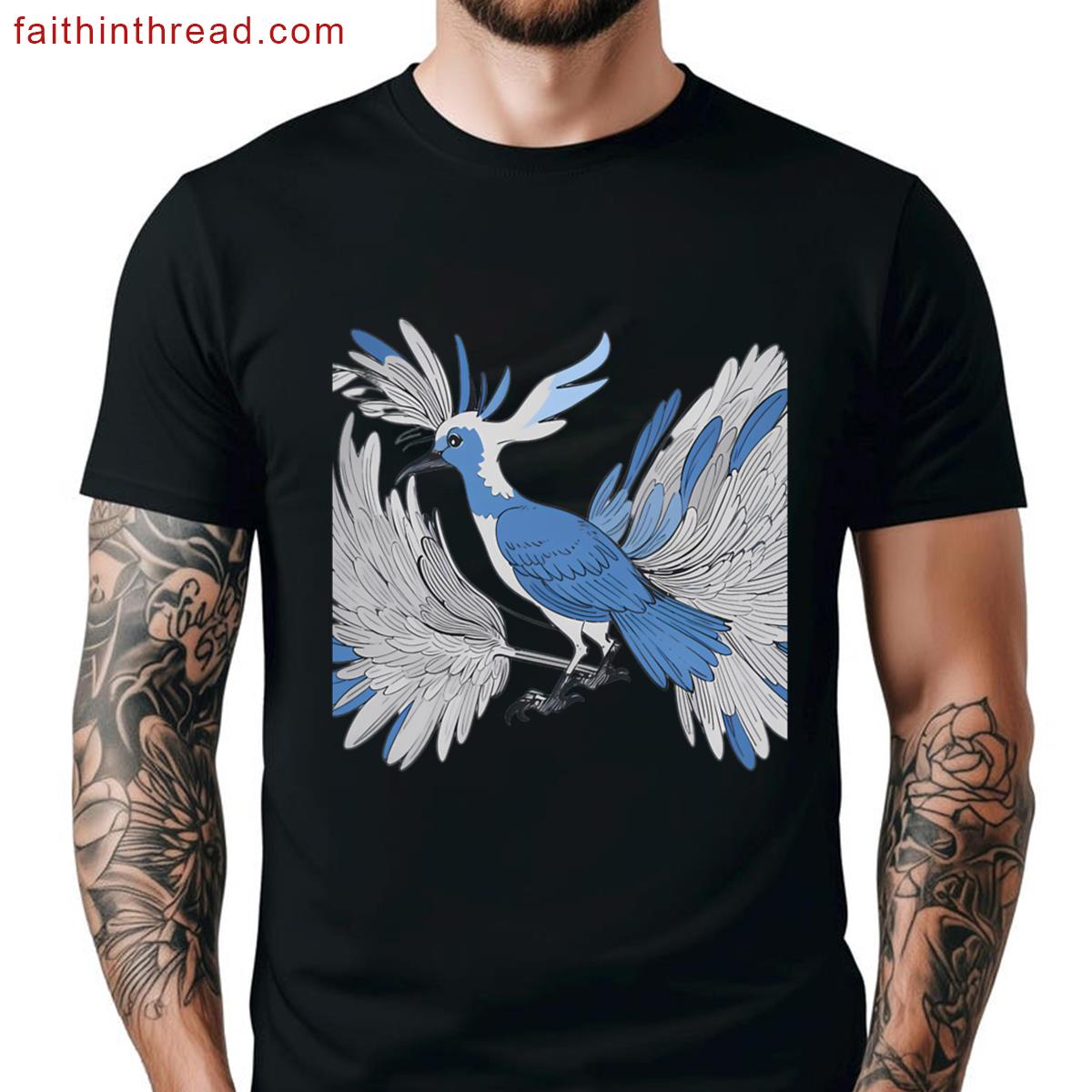 Grey Blues Futuristic Avian Guardians Machines Majestic Birds Oversized Shirt