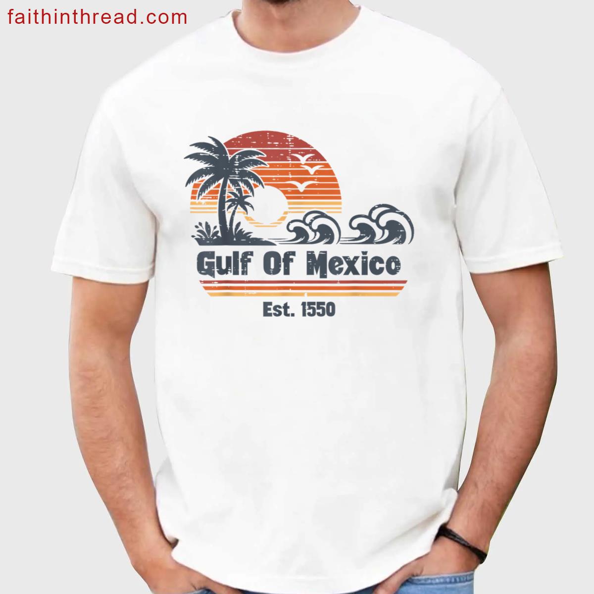 Gulf Mexico Est 1550 Beach Waves Retro Men Boys Kids Women Shirt