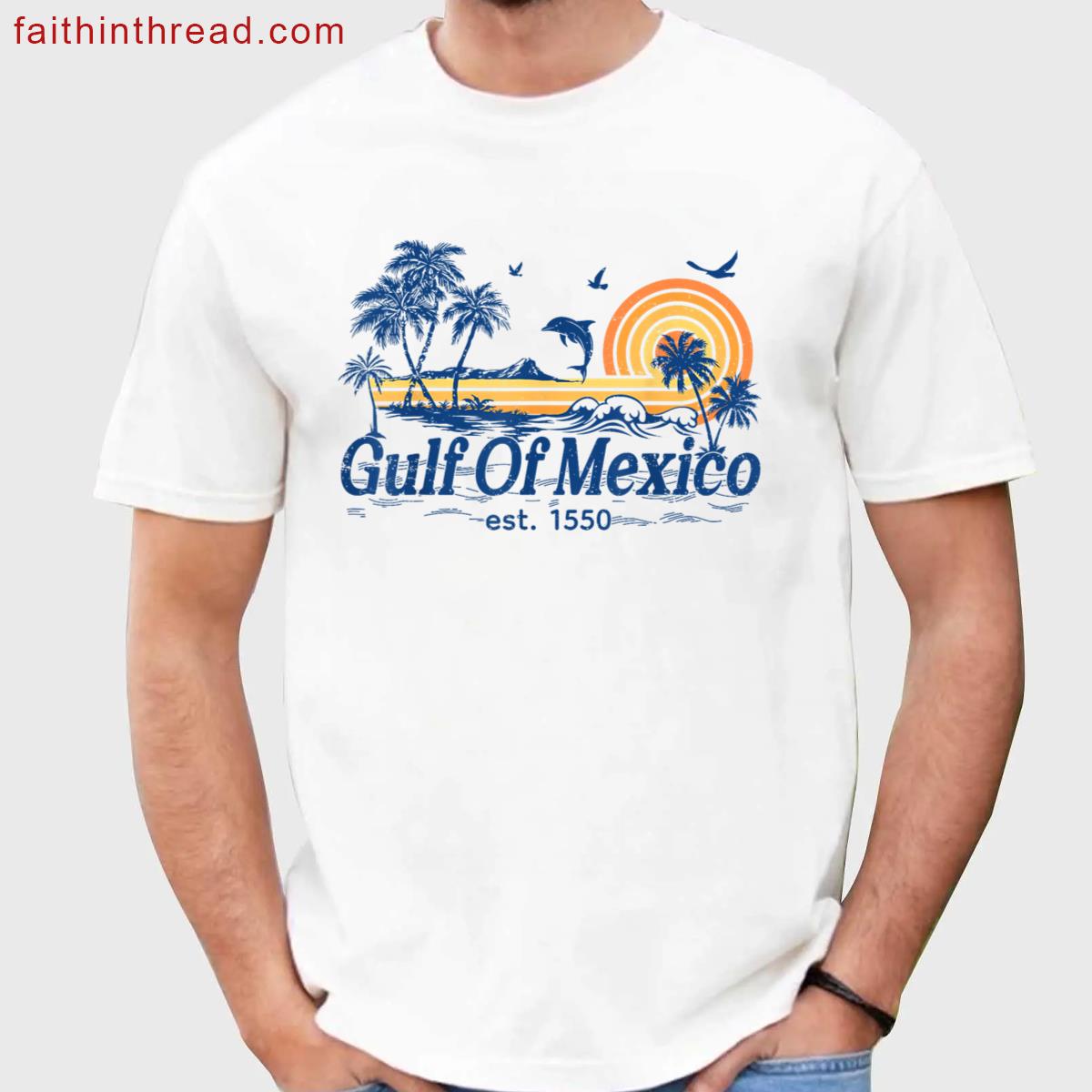 Gulf Of Mexico Women Est 1550 Retro Vintage Beach Shirt