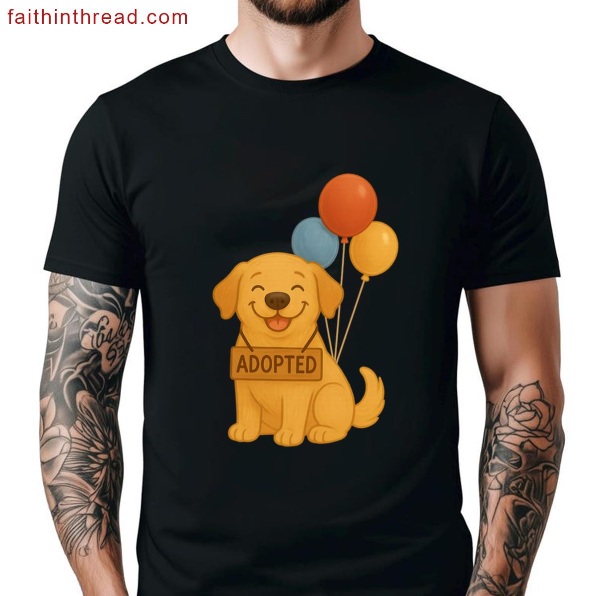 Happy Adopted Labrador Retriever With Balloons Illustration Shirt