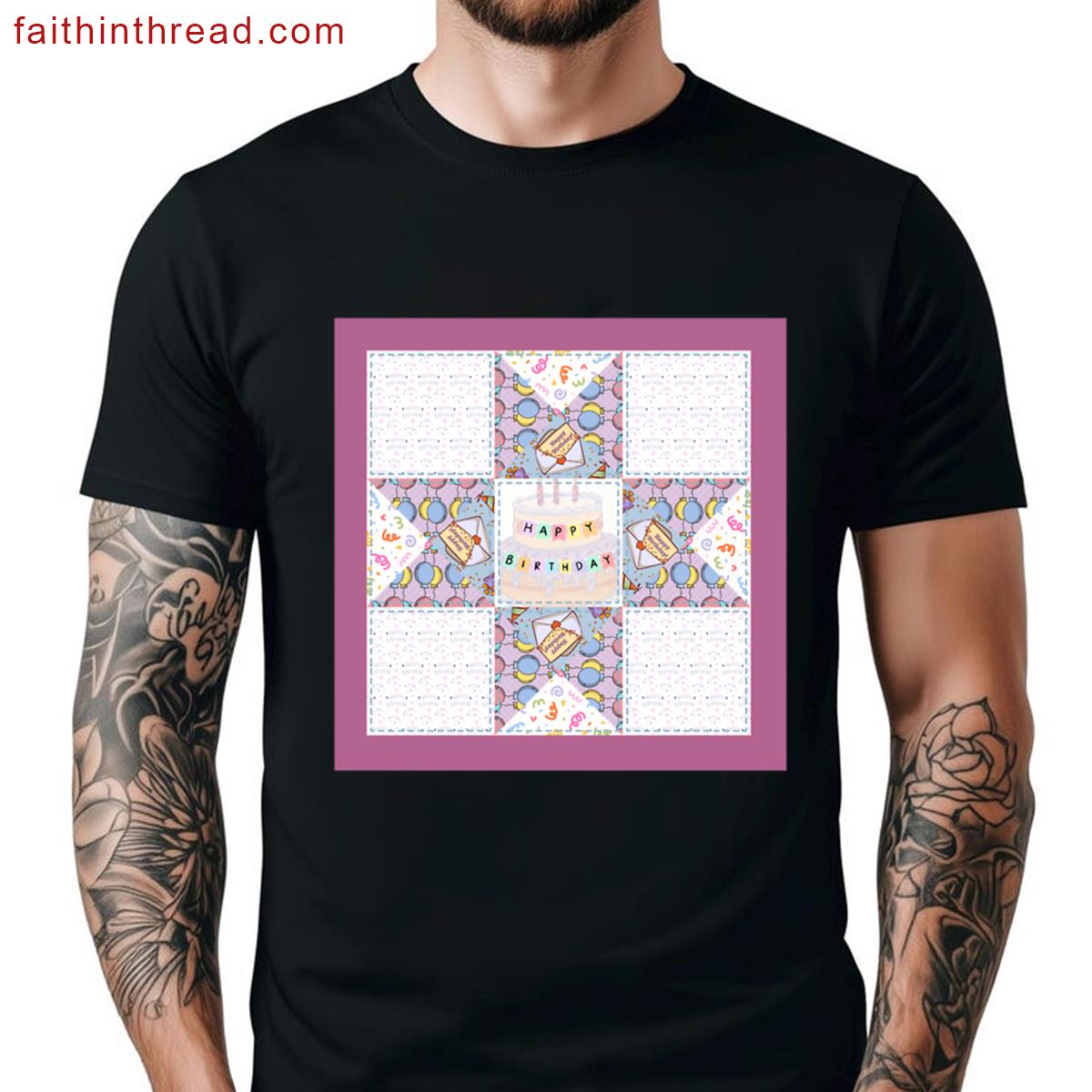 Happy Birthday Quilt Block Oversized Shirt