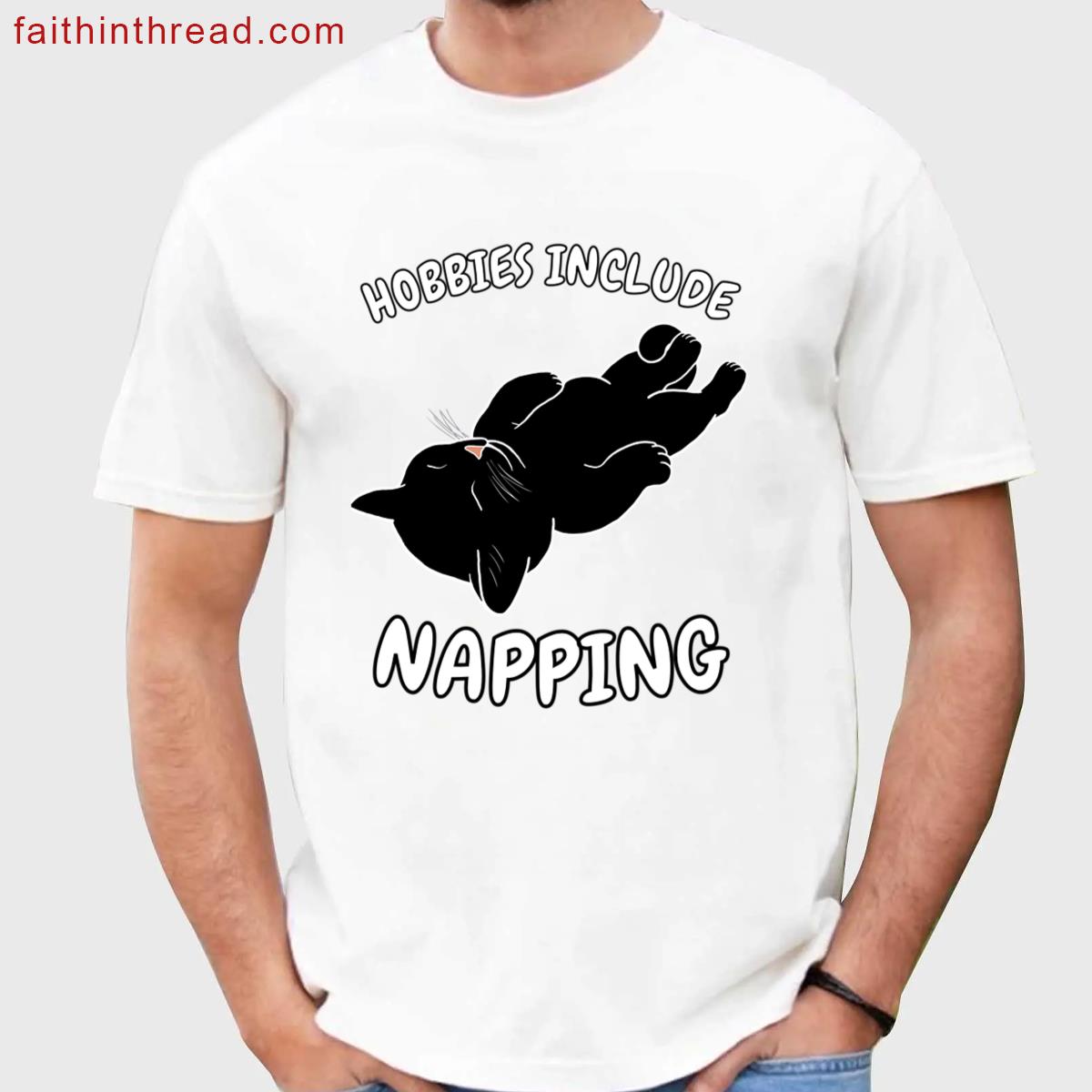 Hobbies Include Napping Sleeping Black Cat Shirt