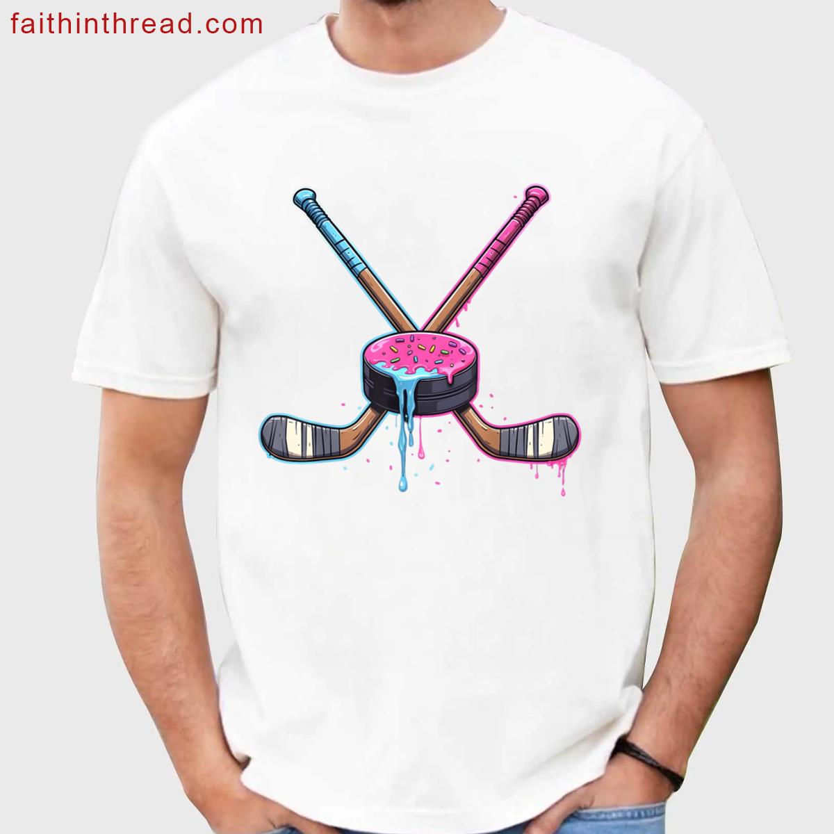 Hockey Ice Cream Drip Boys Youth Kids Men Women Dripping Shirt