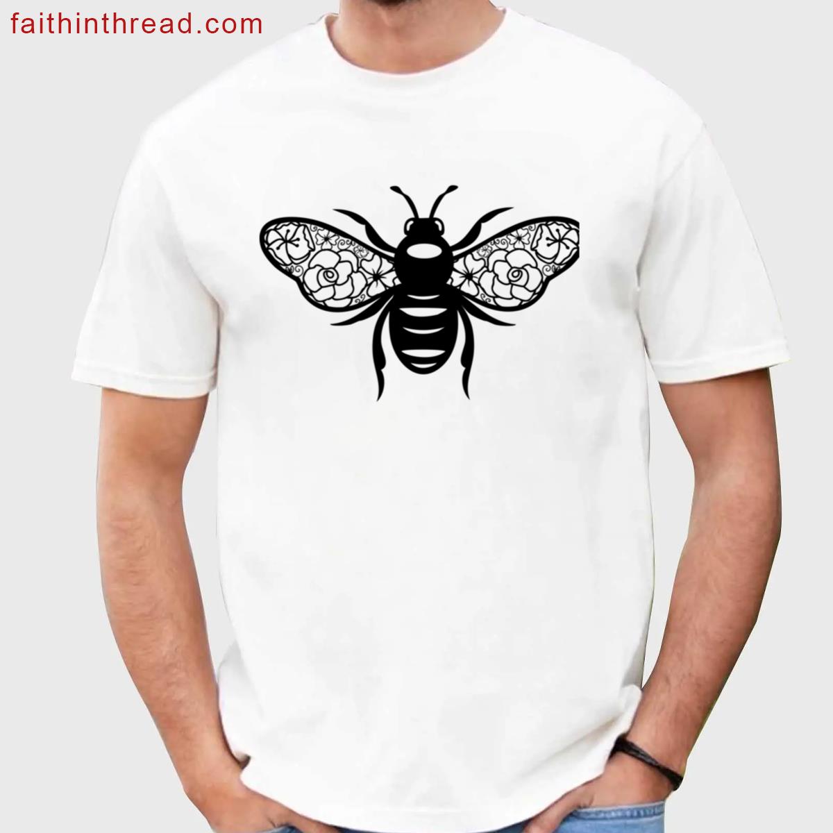 Honey Bee With Floral Wings Oversized Shirt