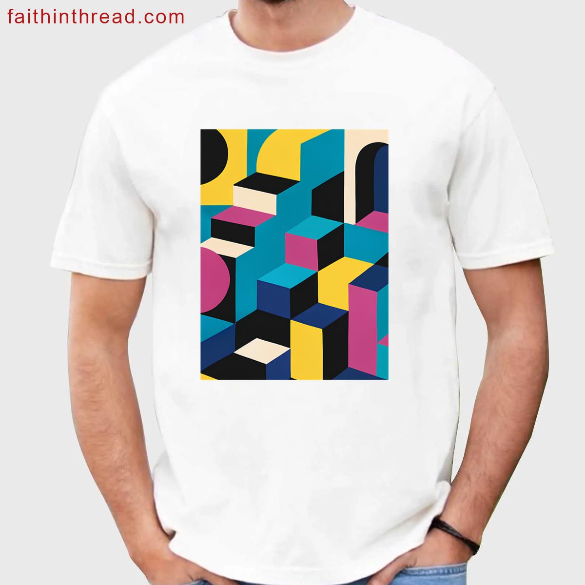 Isometric Color Block Architecture Oversized Shirt