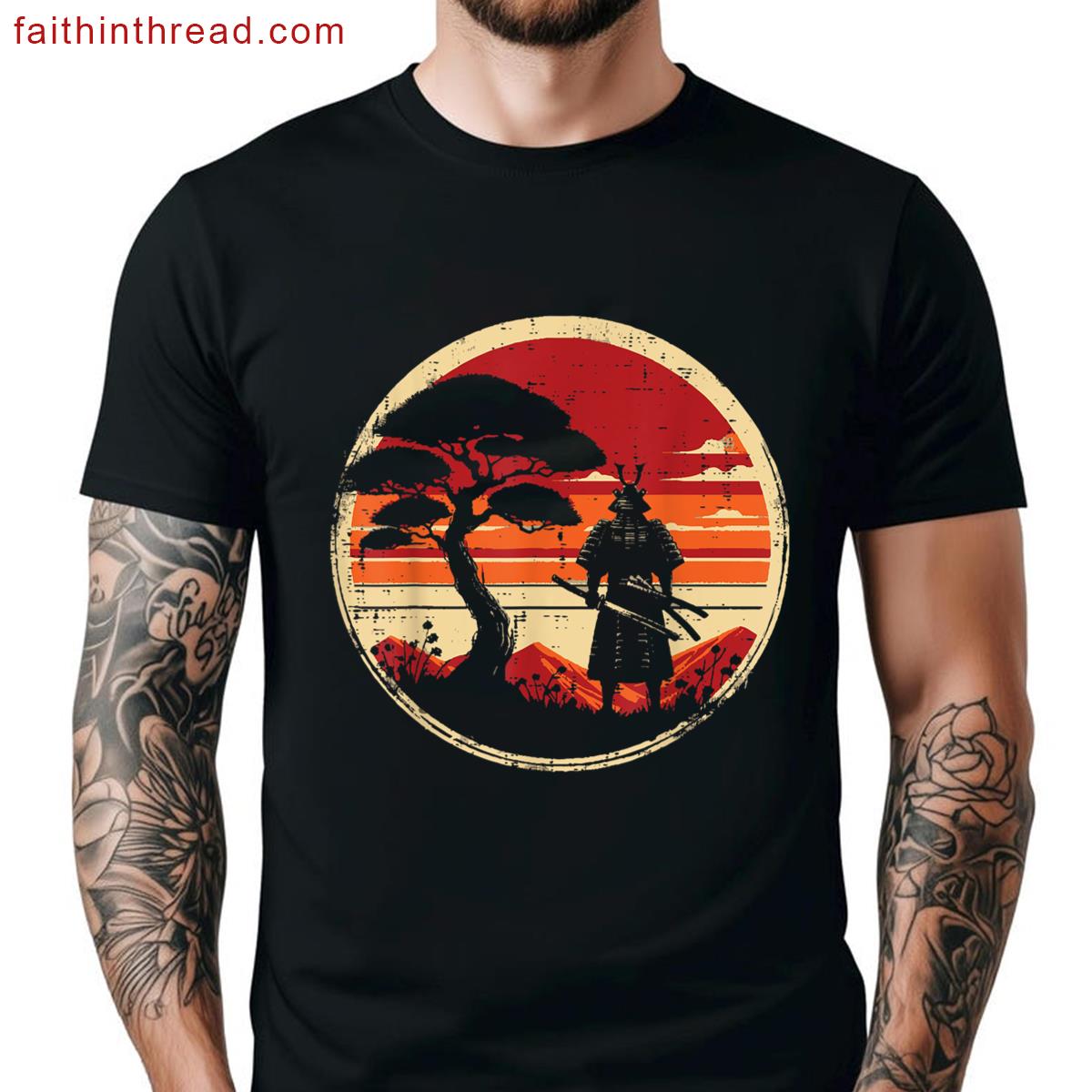 Japanese Art Samurai Retro Sunset Warrior Men Women Kids Shirt