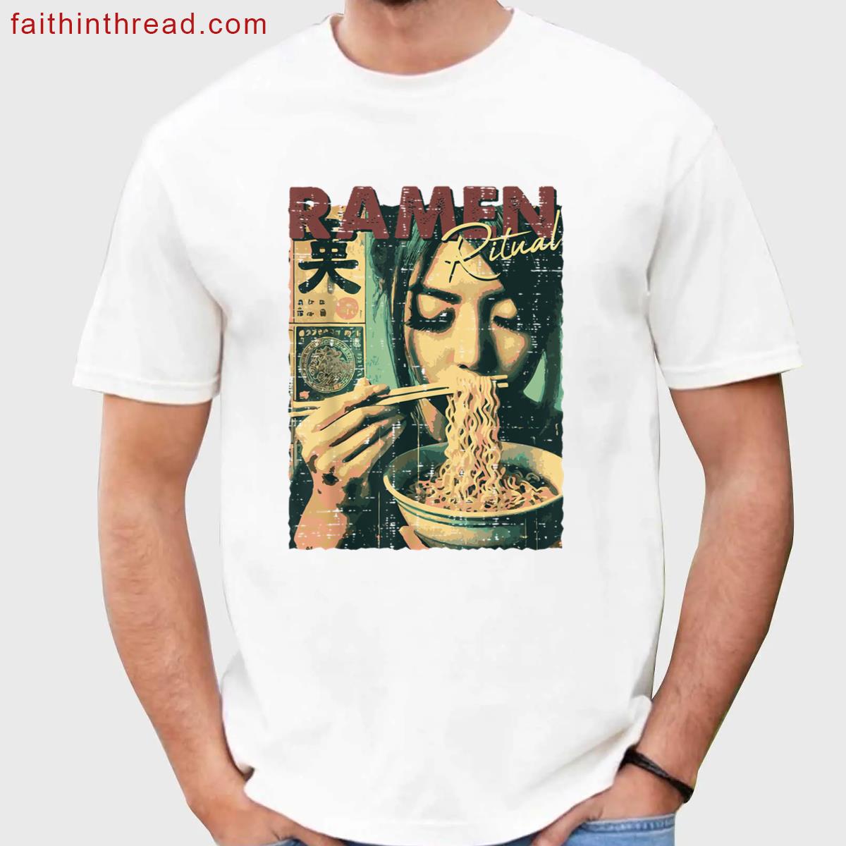 Japanese Woman Ramen Ritual Poster Art Food Women Girls Kids Shirt