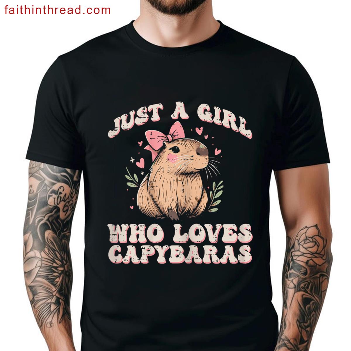 Just Girl Who Loves Capybaras Capy Rodent Girls Kids Women Shirt