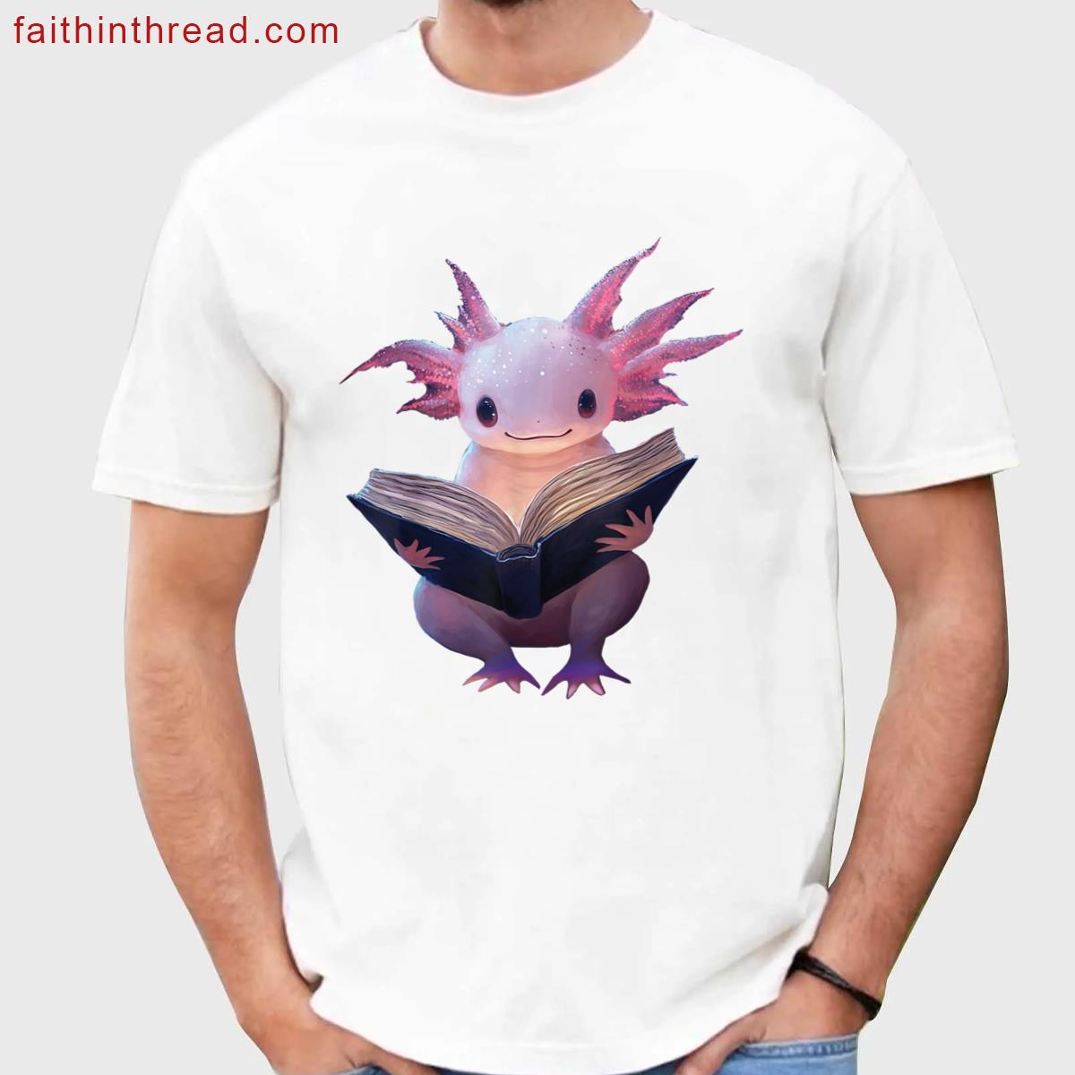 Axolotl Reading Book Kawaii Shirt