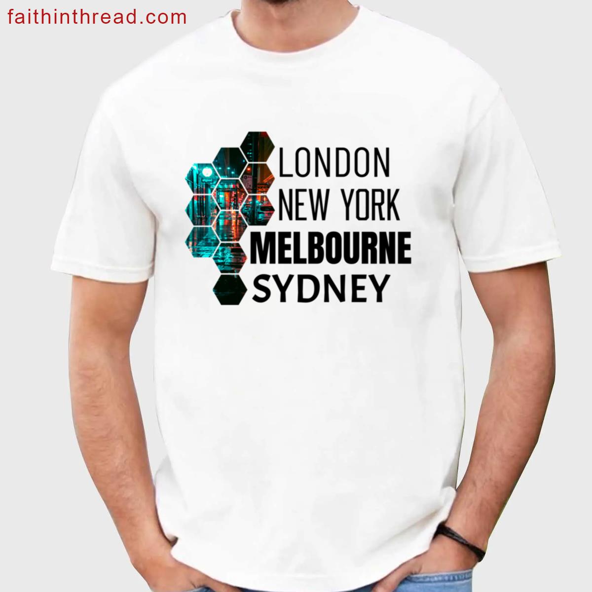 Cities At Night Graphic Tee Shirt