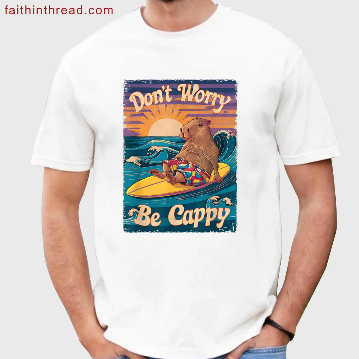 Dont Worry Be Cappy Surfing Tee Shirt