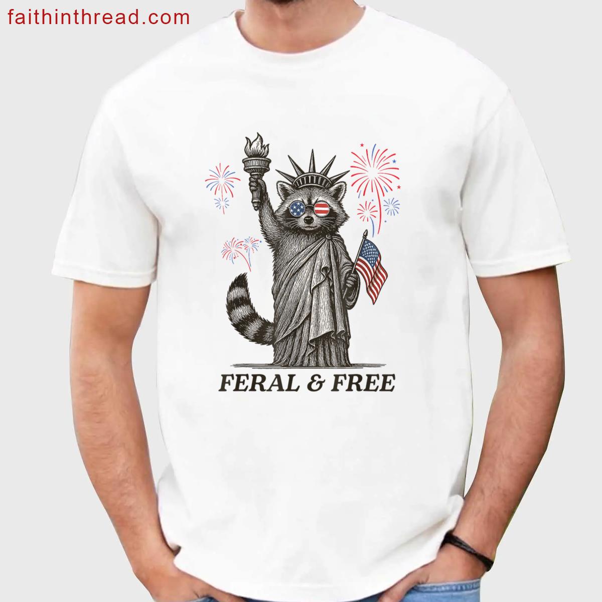 Feral Free July 4th Raccoon Shirt