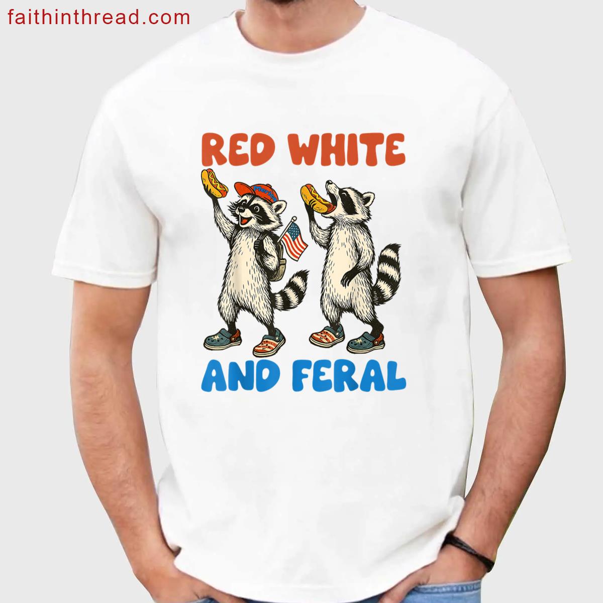 Funny Raccoon Us Flag Tee Shirt