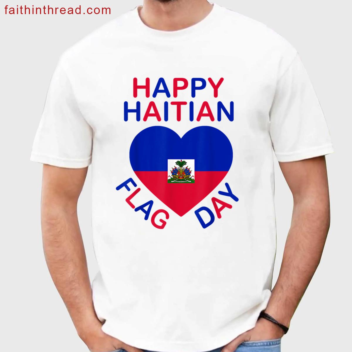 Haitian Flag Day Heart Roots Design Shirt