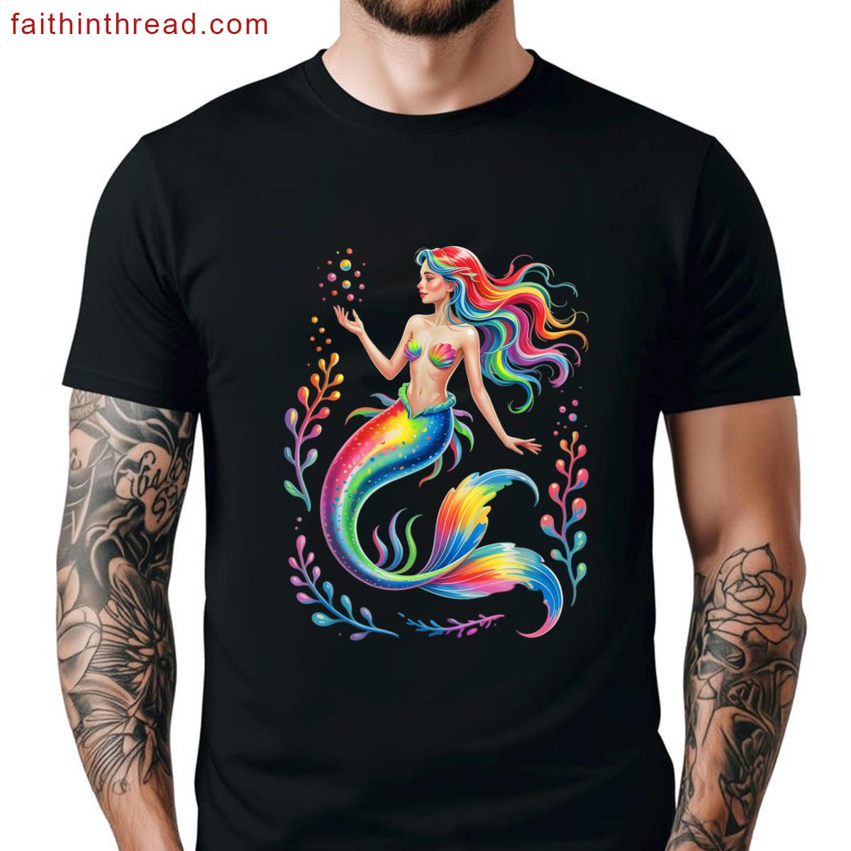 Mermaid Graphic Motif Tee Shirt