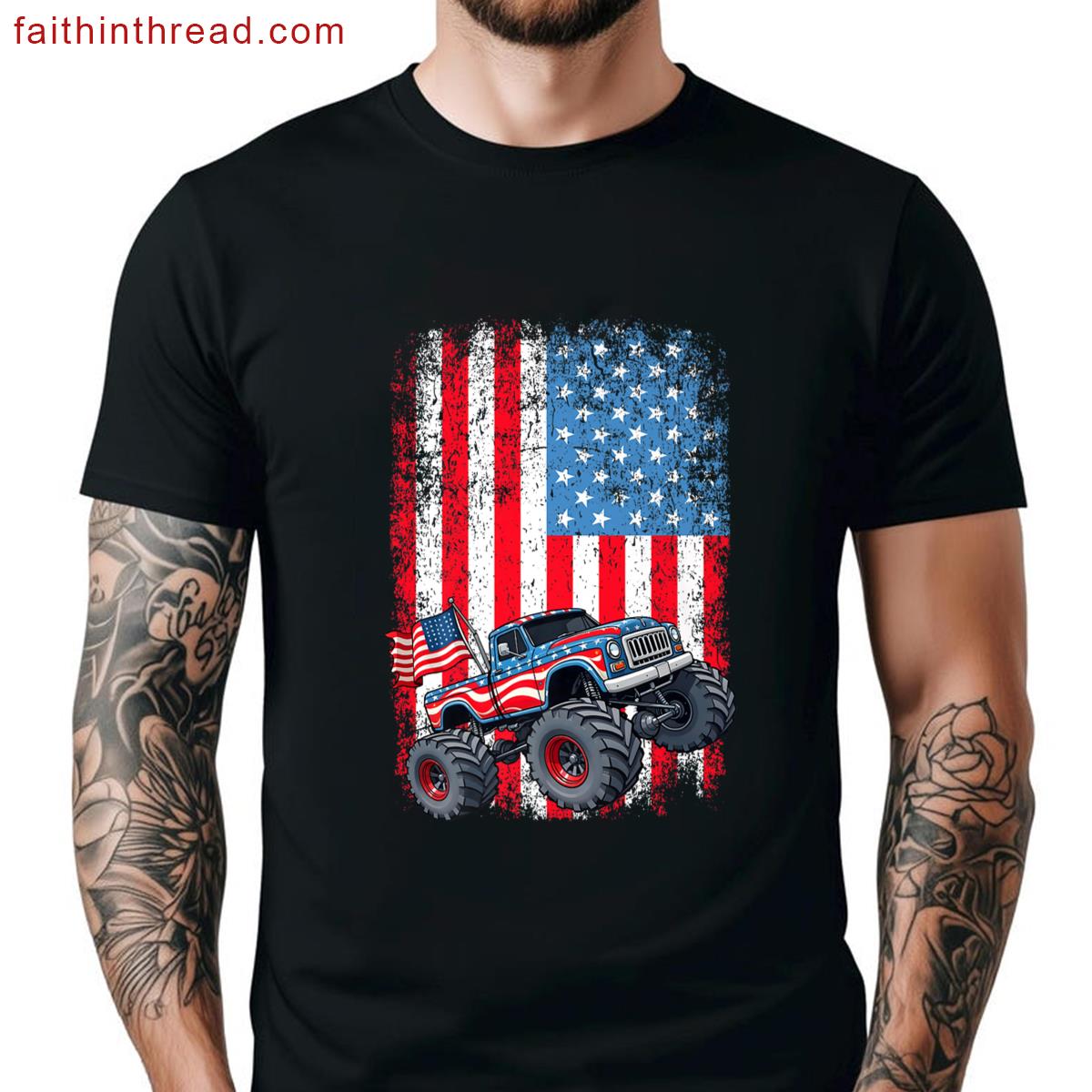 Monster Truck Tee Patriotic Design Shirt