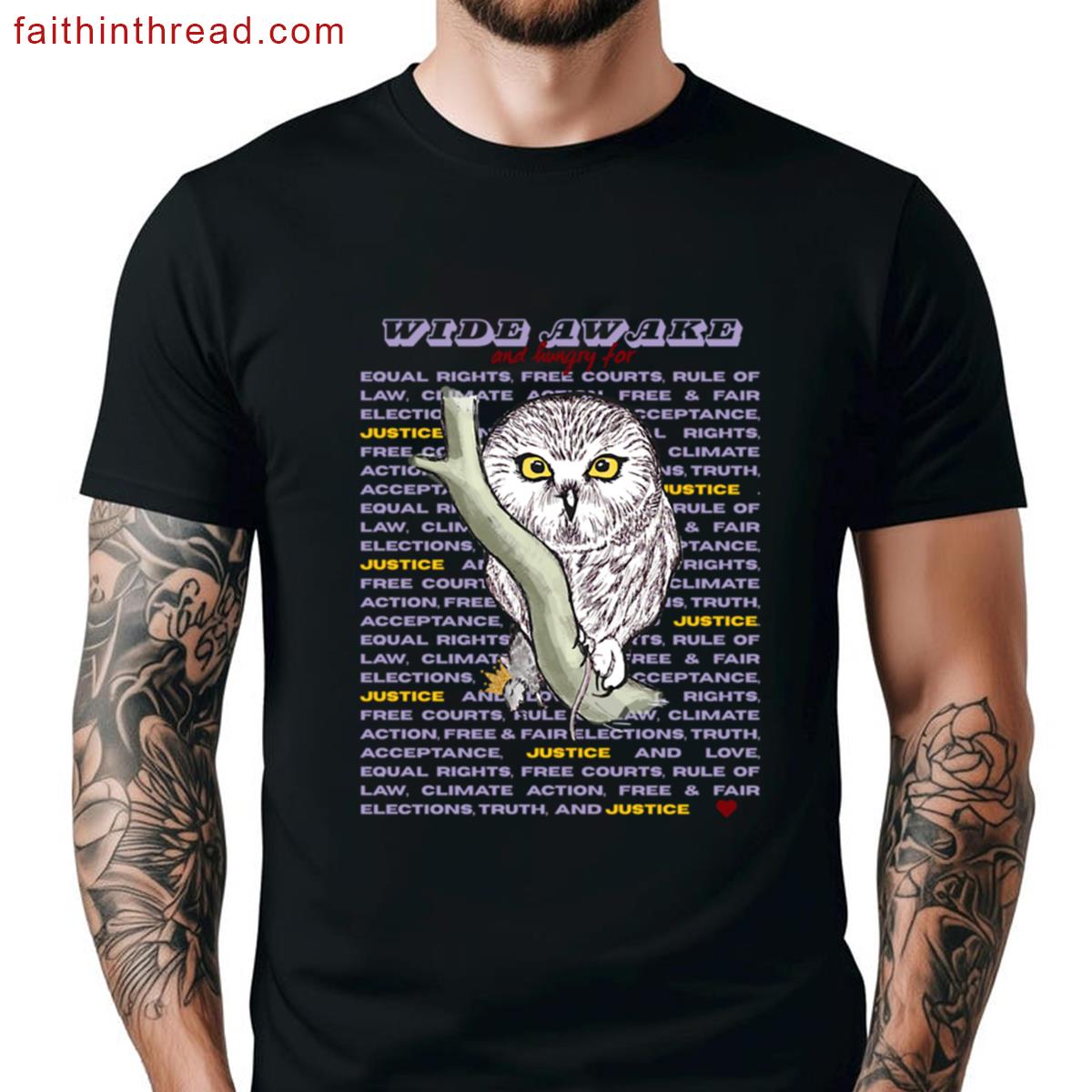 Owl Design Wide Awake Tee Shirt