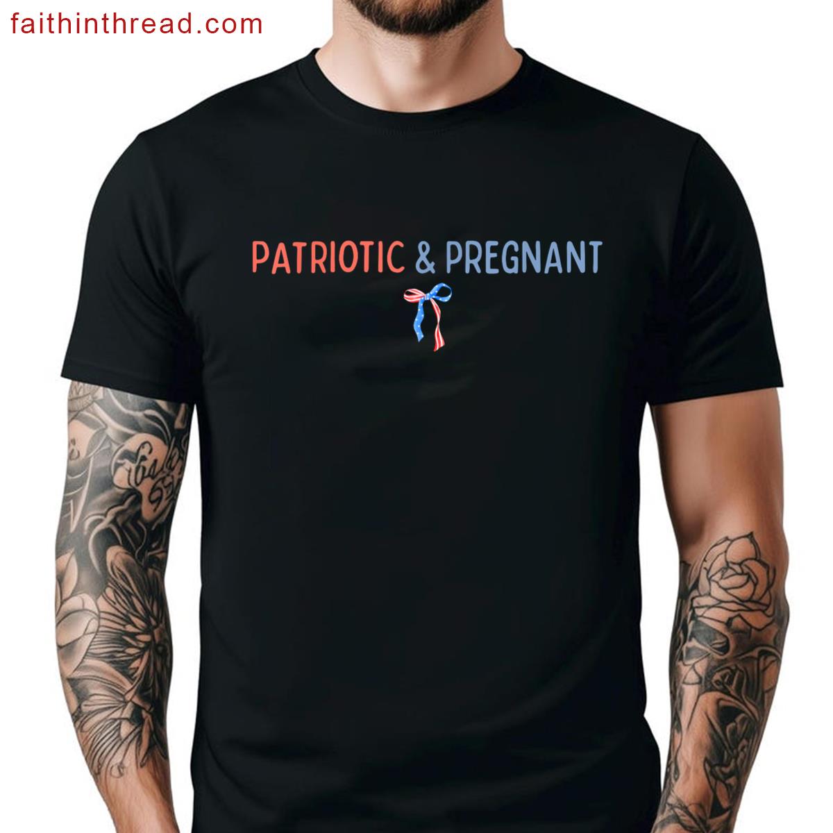Patriotic And Pregnant 4th Of July Tee Shirt