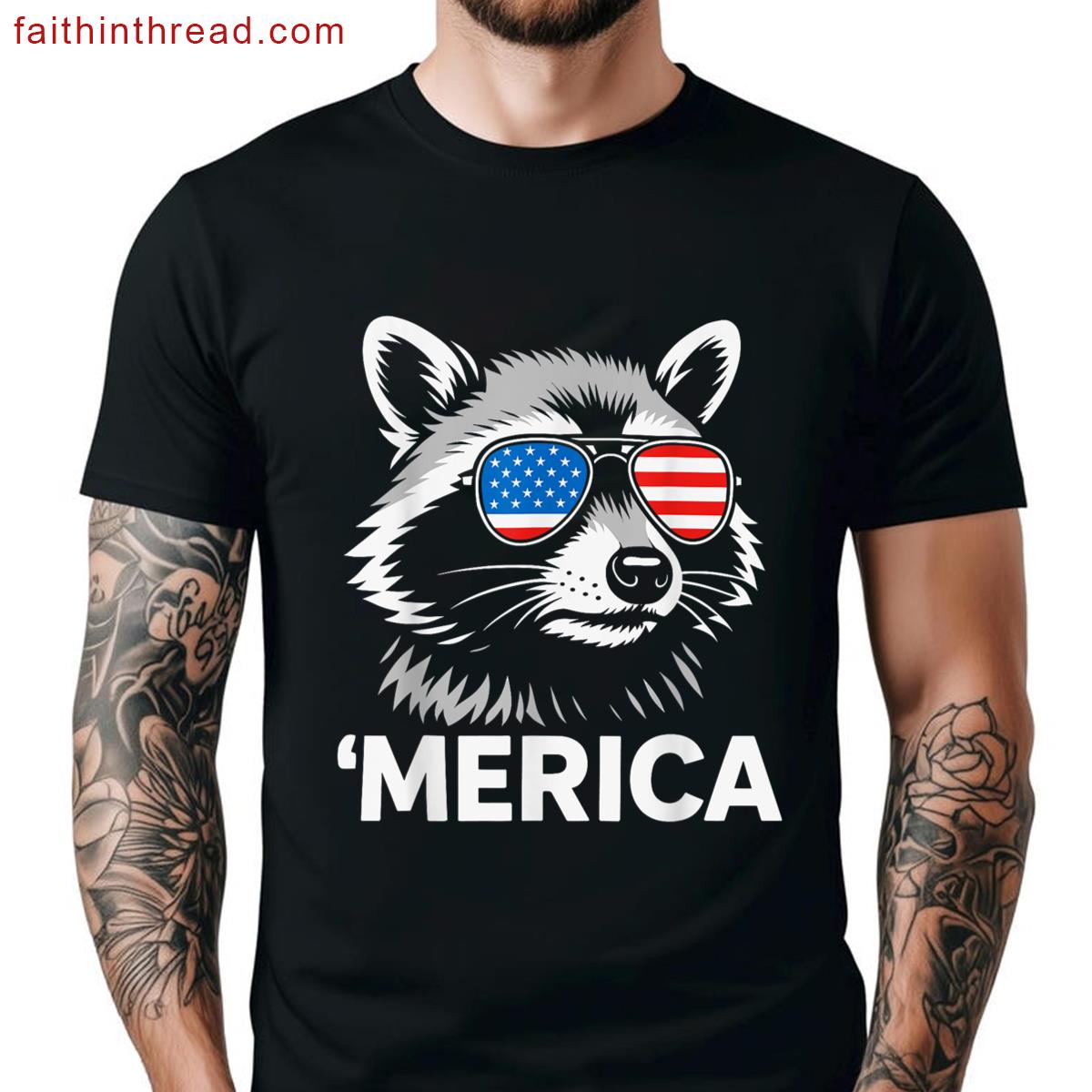 Patriotic Raccoon Funny Merica Shirt