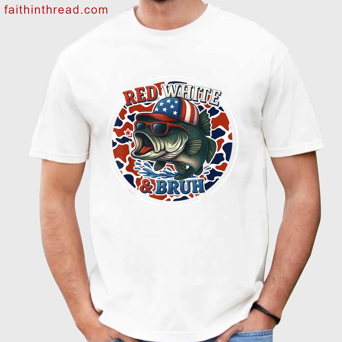 Patriotic Red White Fishing Shirt